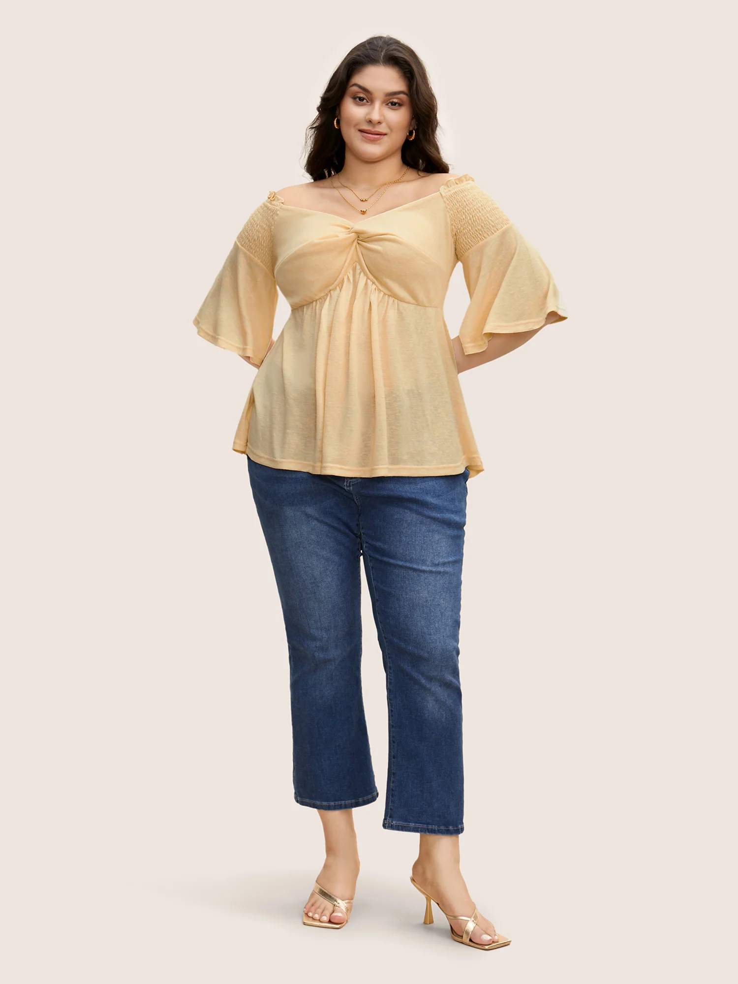 One Shoulder Neck Shirred Twist Front T-shirt - Image 4