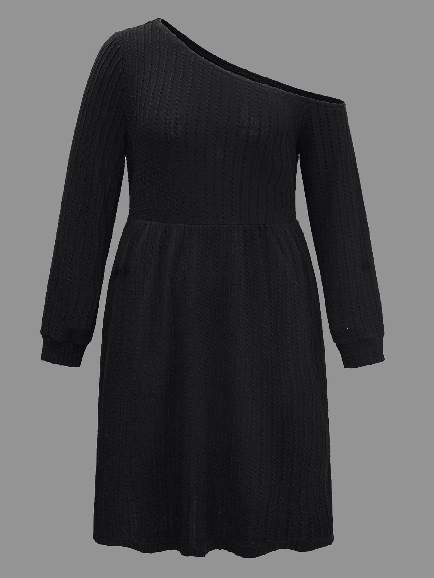 One Shoulder Plain Textured Dress - Image 7