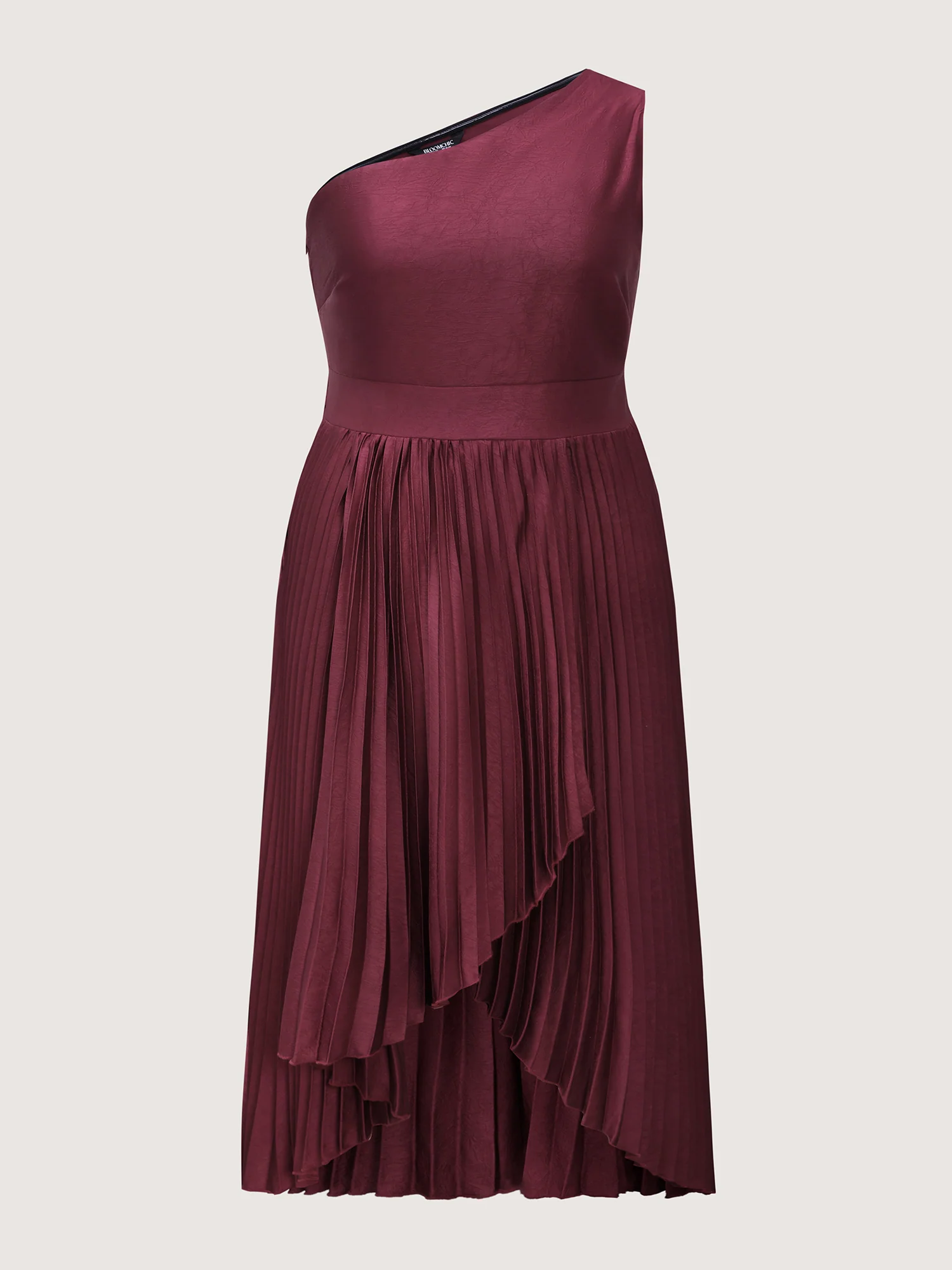 One-Shoulder Pleated Asymmetrical Hem Midi Dress - Image 8