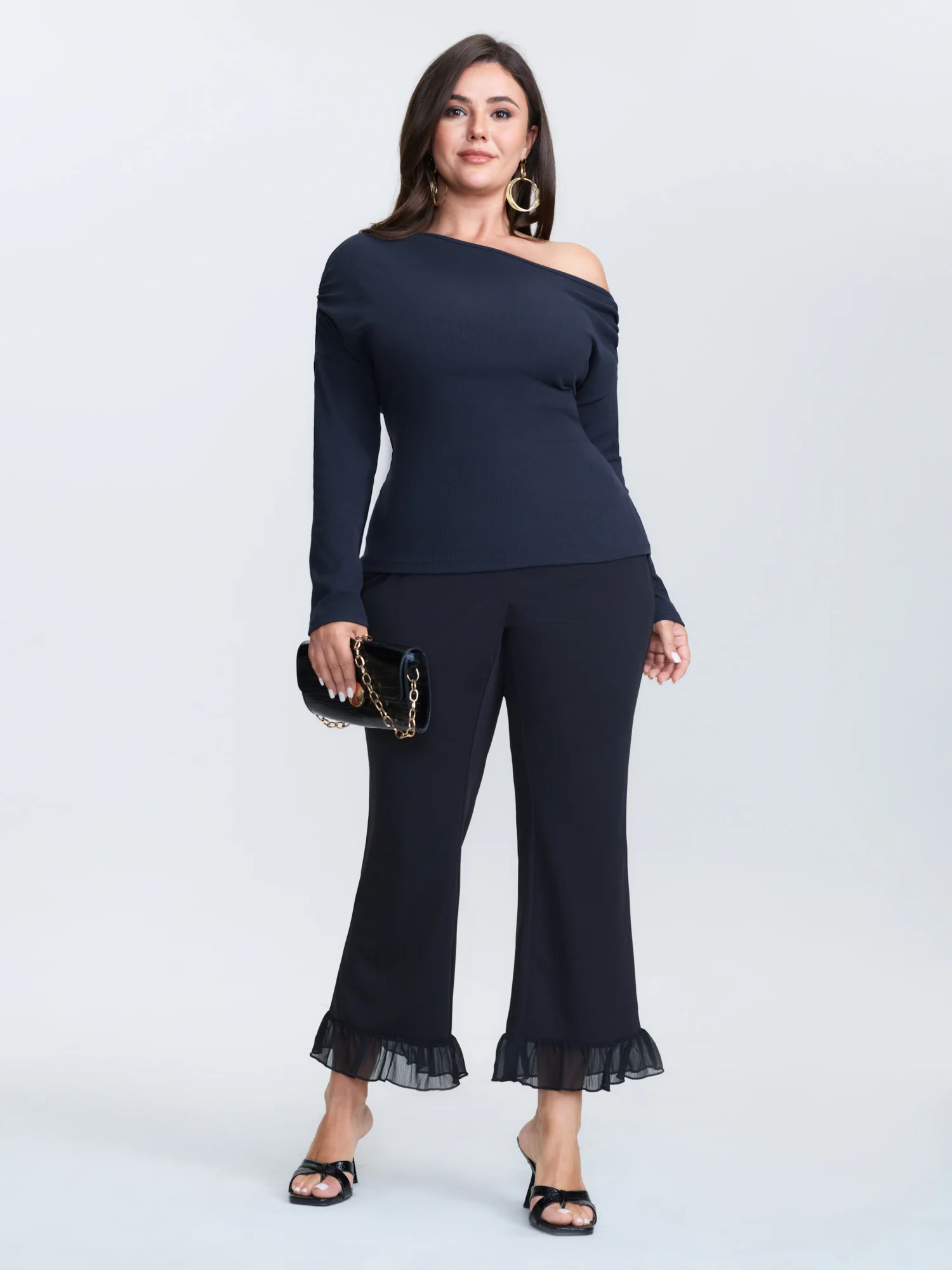 One-Shoulder Pleated T-Shirt - Image 2
