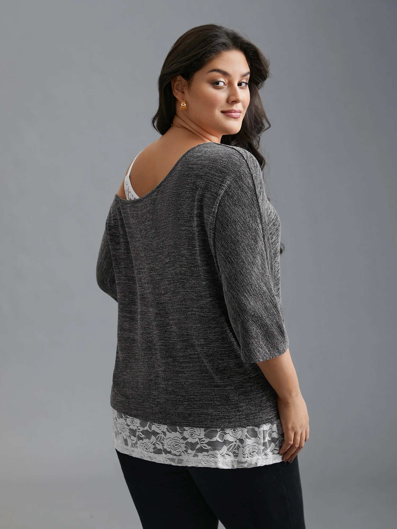 One-Shoulder Two-Piece Drawstring Knit Top - Image 2