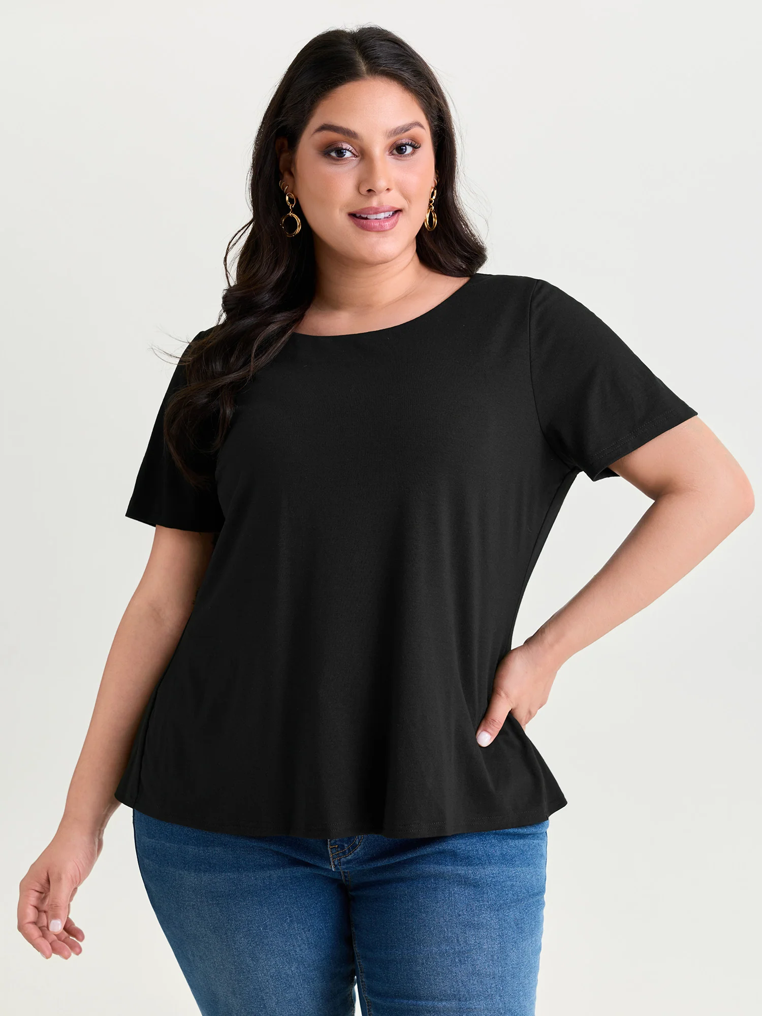 Open Back Lace Detail Boat Neck T-Shirt - Image 2