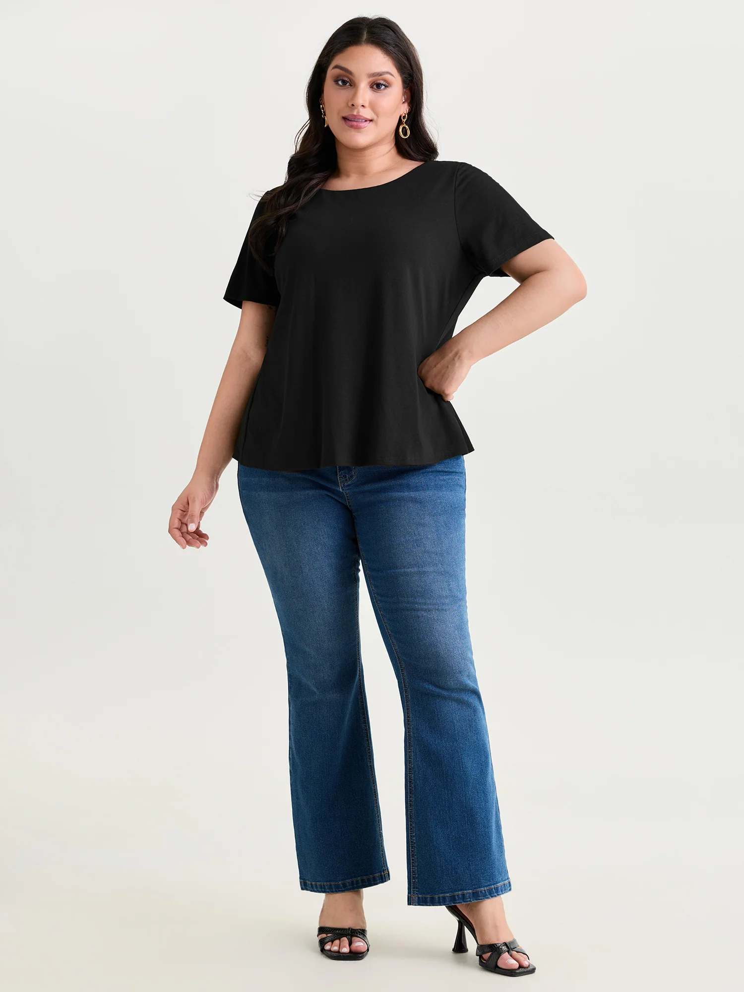 Open Back Lace Detail Boat Neck T-Shirt - Image 3