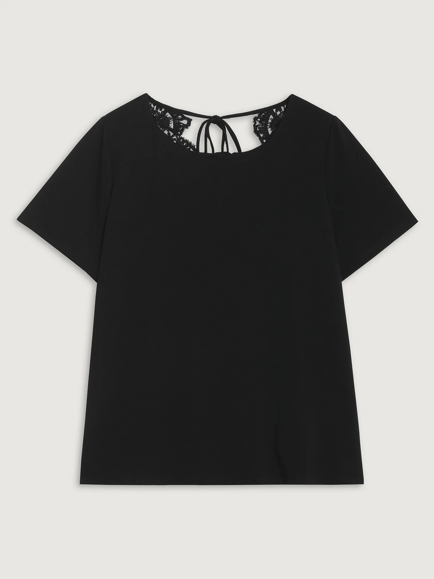 Open Back Lace Detail Boat Neck T-Shirt - Image 7