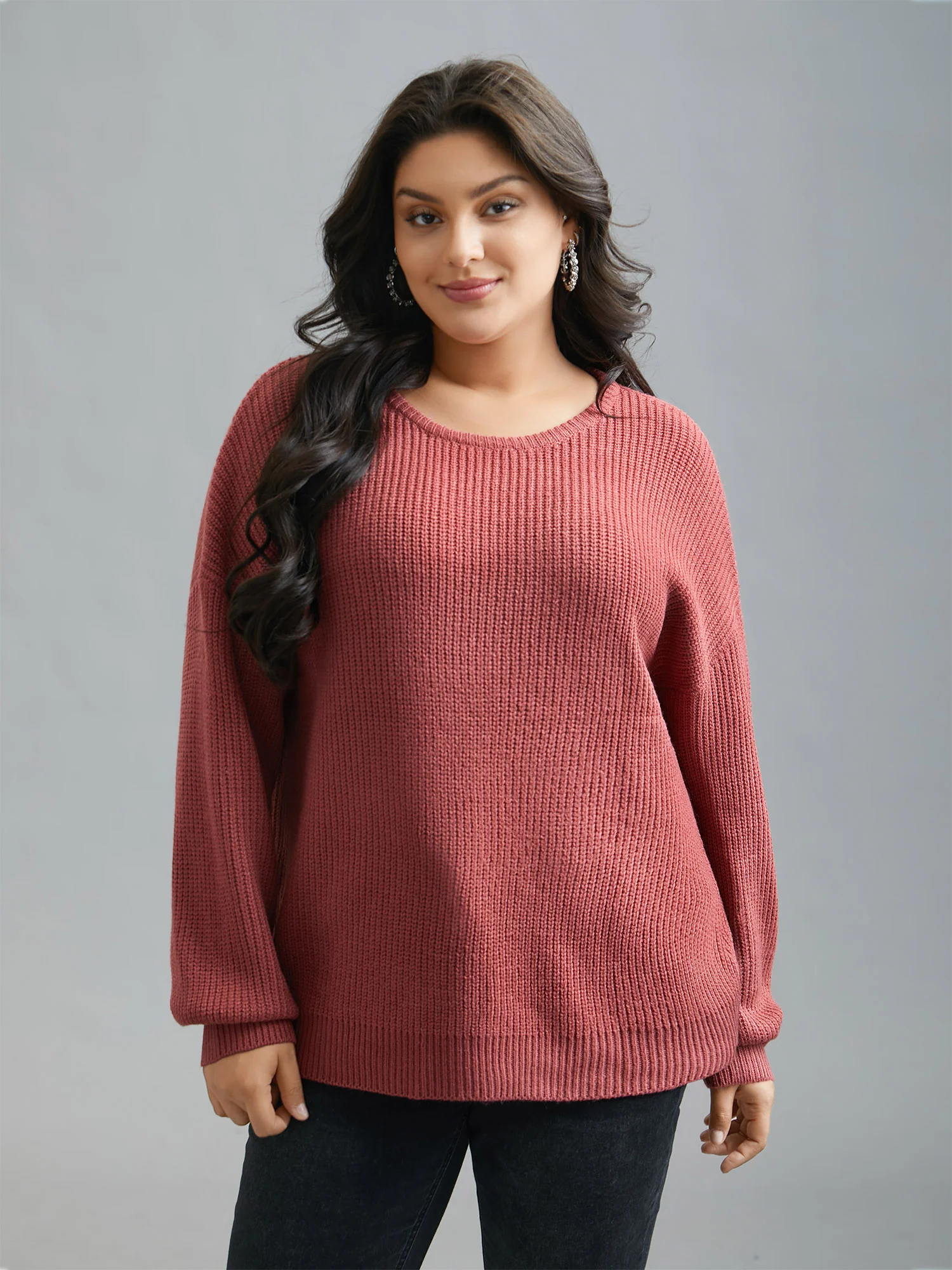 Open Wrap Back Textured Tied Pullover - Image 2