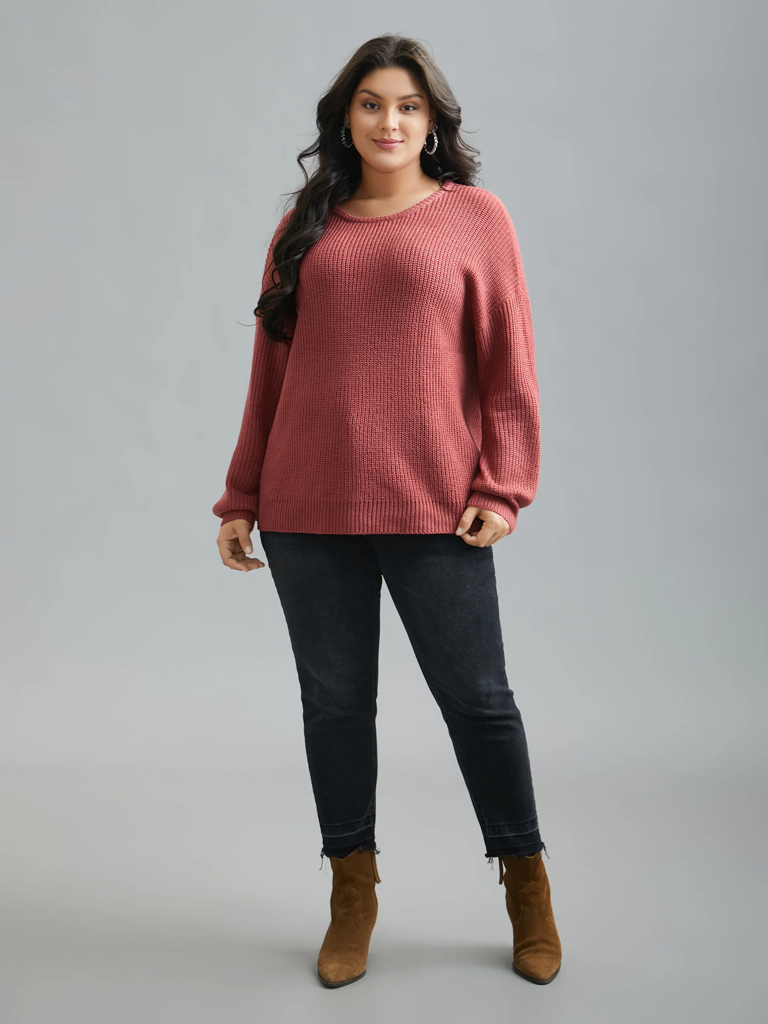 Open Wrap Back Textured Tied Pullover - Image 3