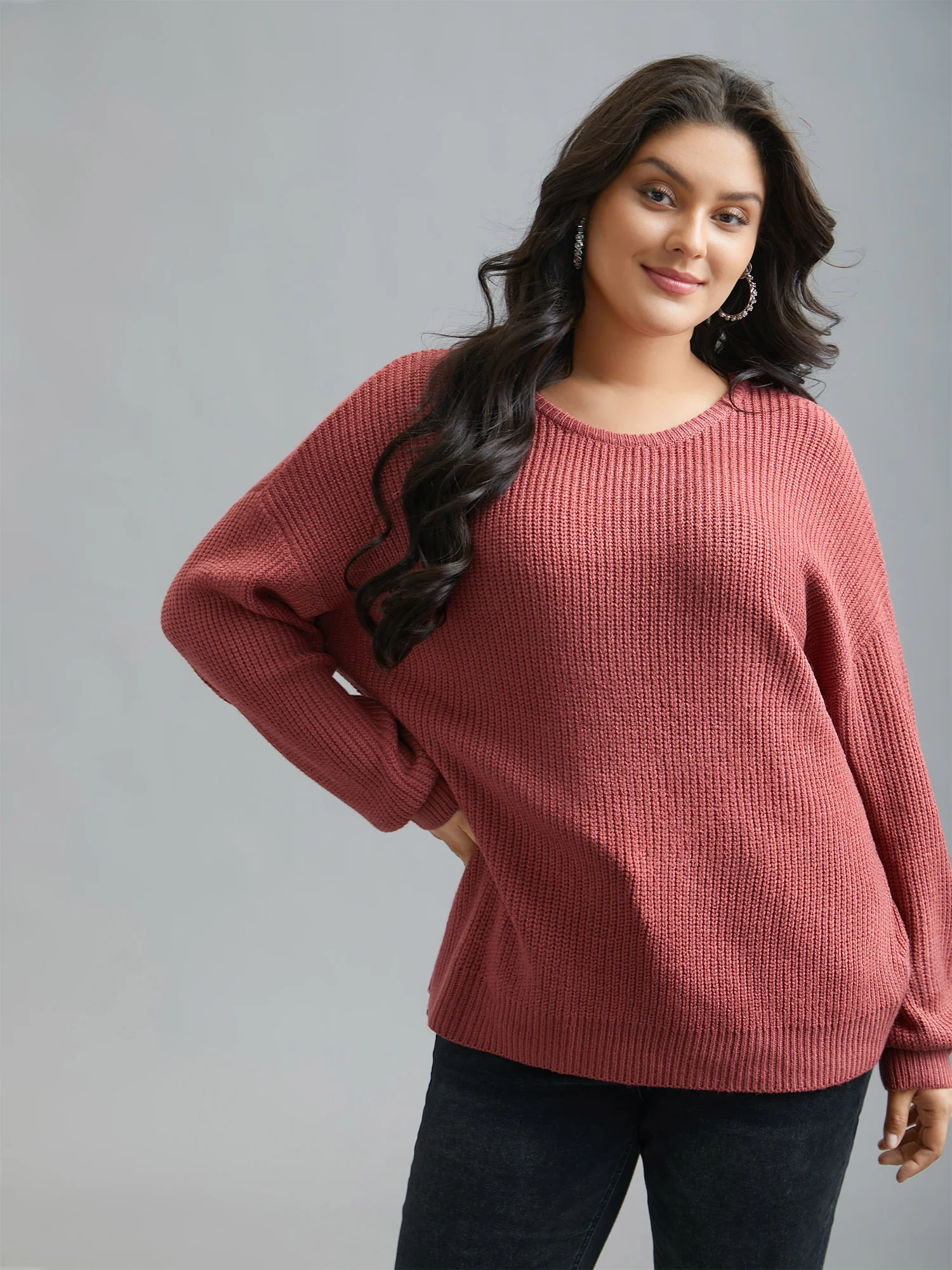 Open Wrap Back Textured Tied Pullover - Image 4