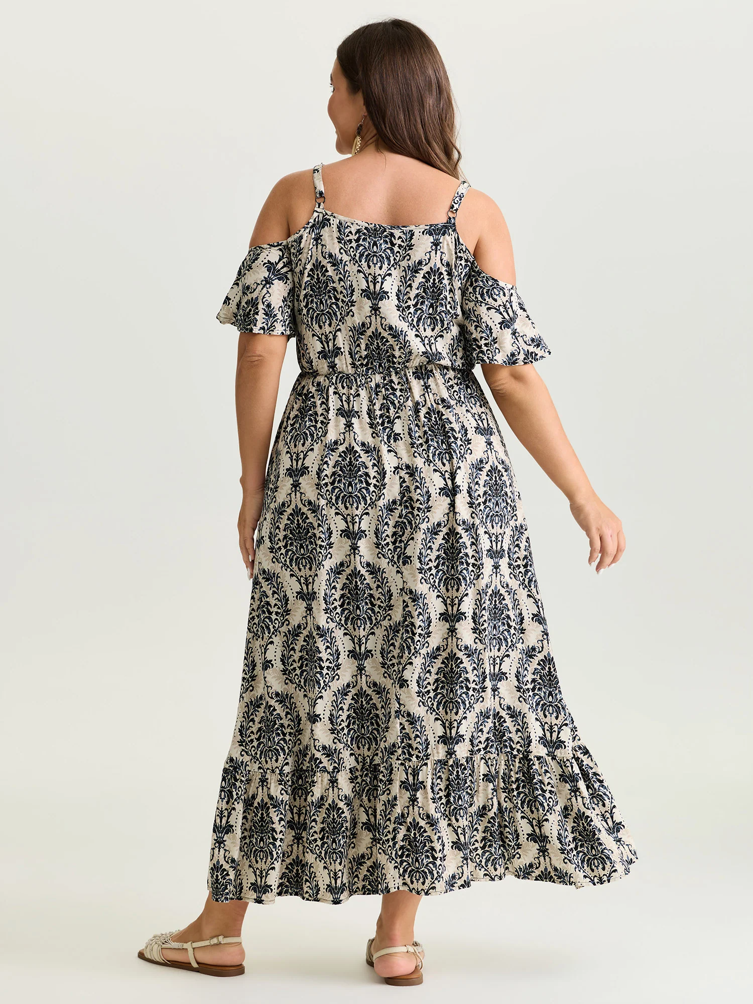 Ornate Print Cold-Shoulder Maxi Dress - Image 4