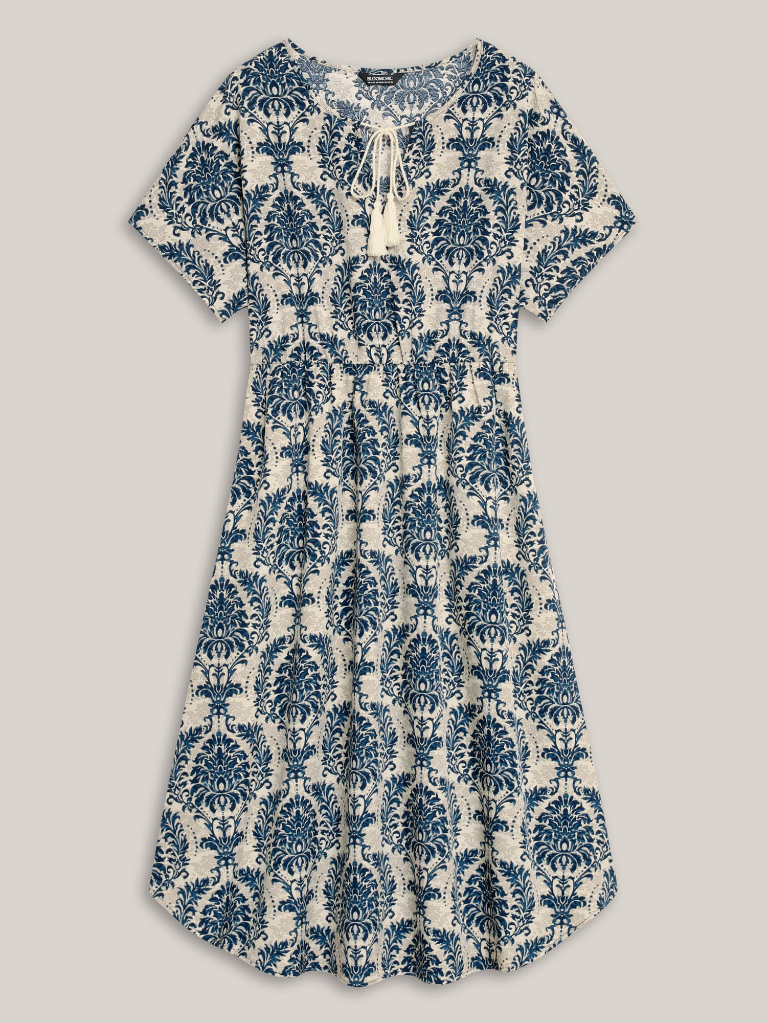 Ornate Print Curvy Hem Tied Maxi Dress - Image 7