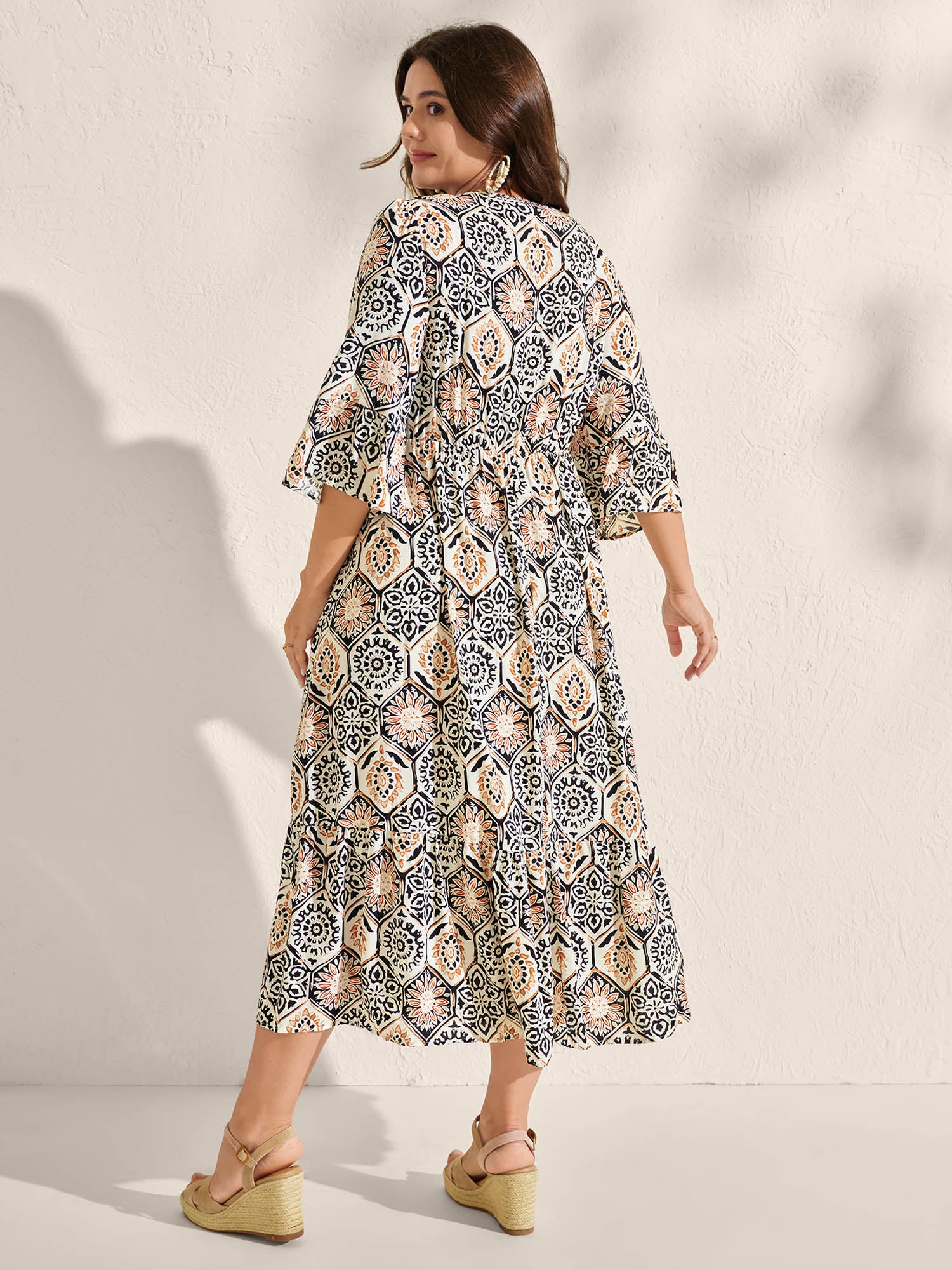 Ornate Print Neck-Tie Maxi Dress - Image 4