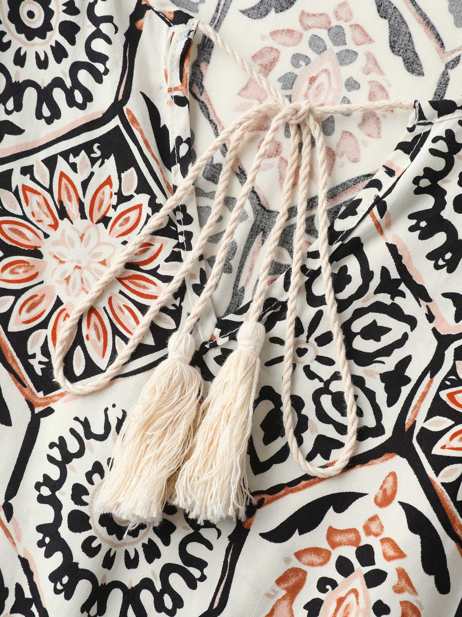 Ornate Print Neck-Tie Maxi Dress - Image 5