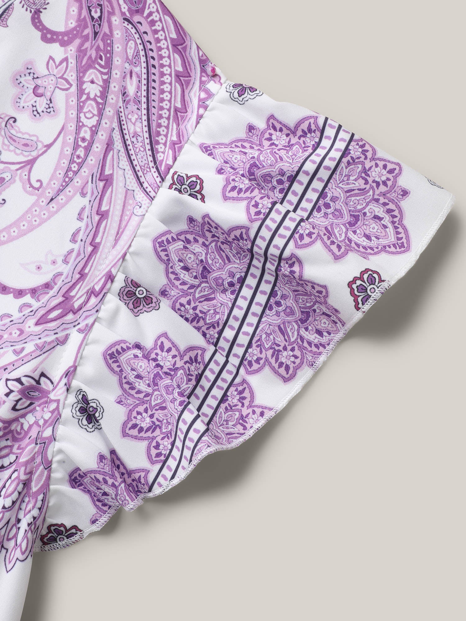 Paisley Print Notched Collar Ruffled Midi Dress - Image 6