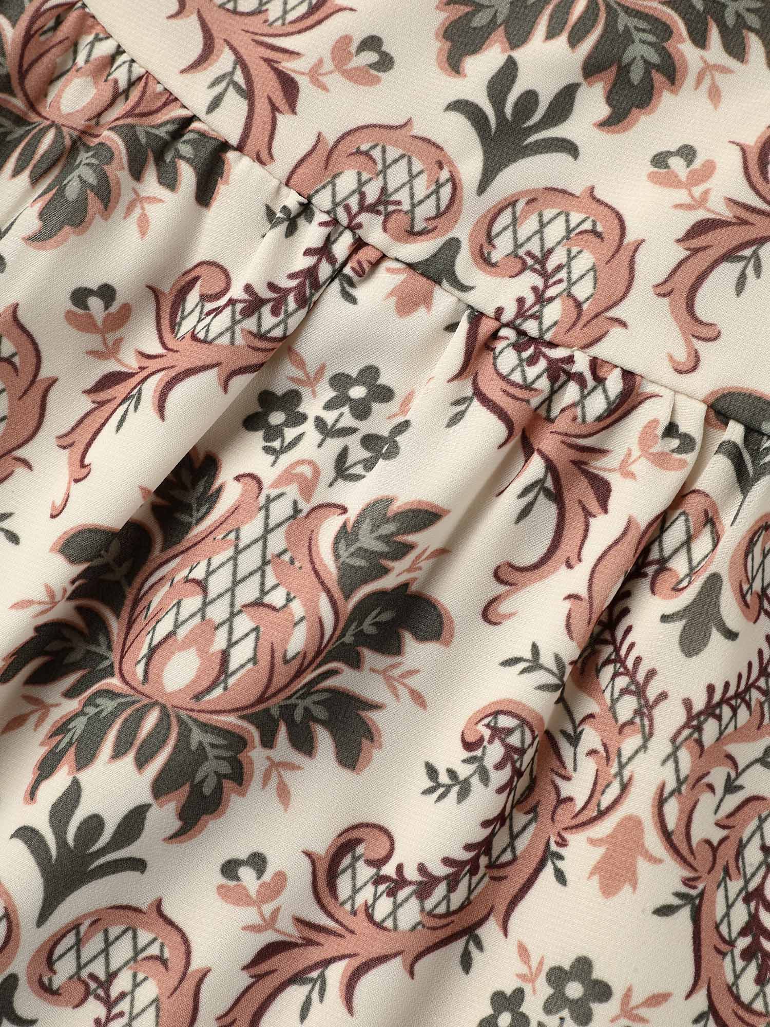 Ornate Print Stretchy Waist Lined Shirt - Image 7