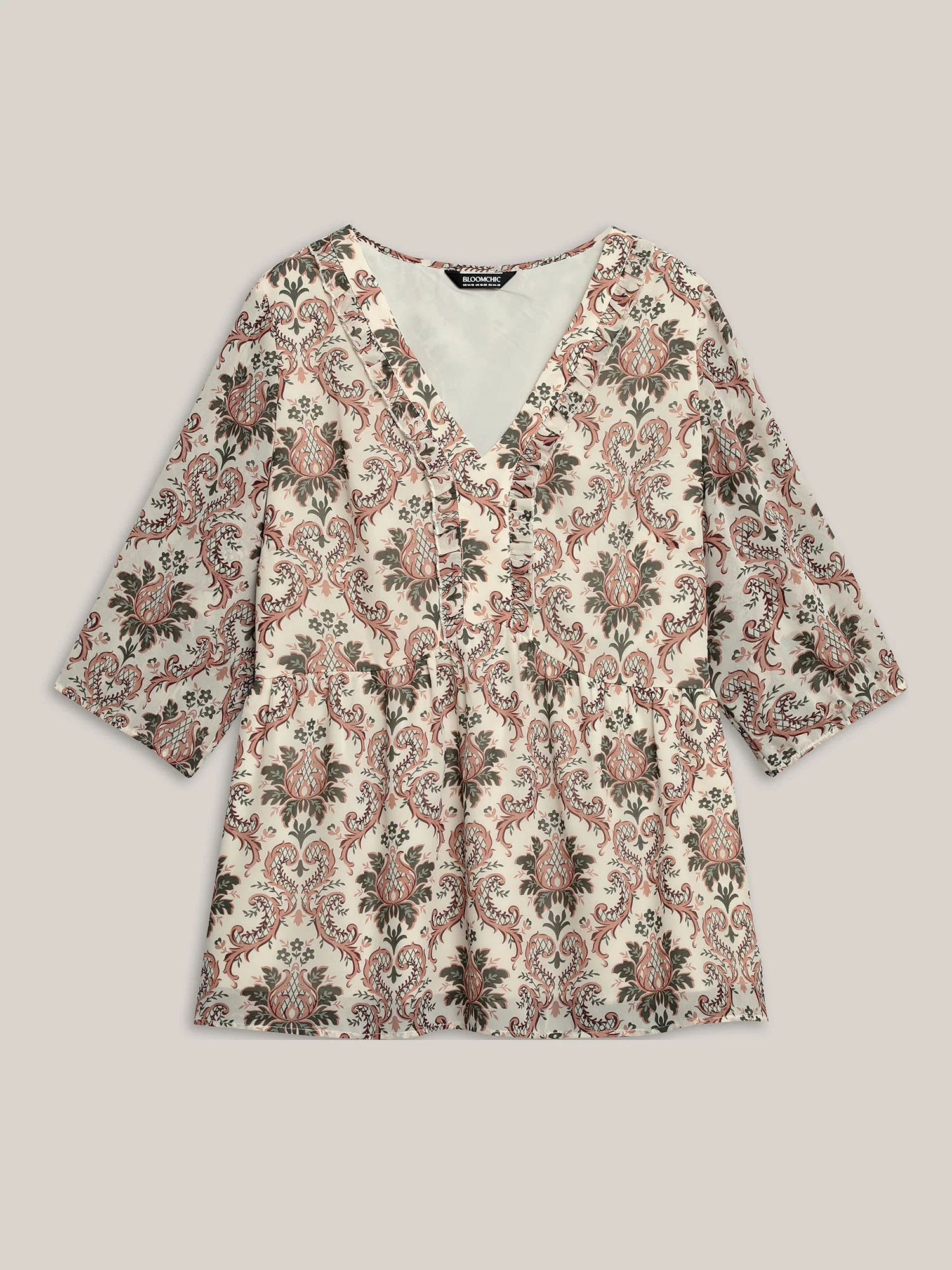 Ornate Print Stretchy Waist Lined Shirt - Image 8