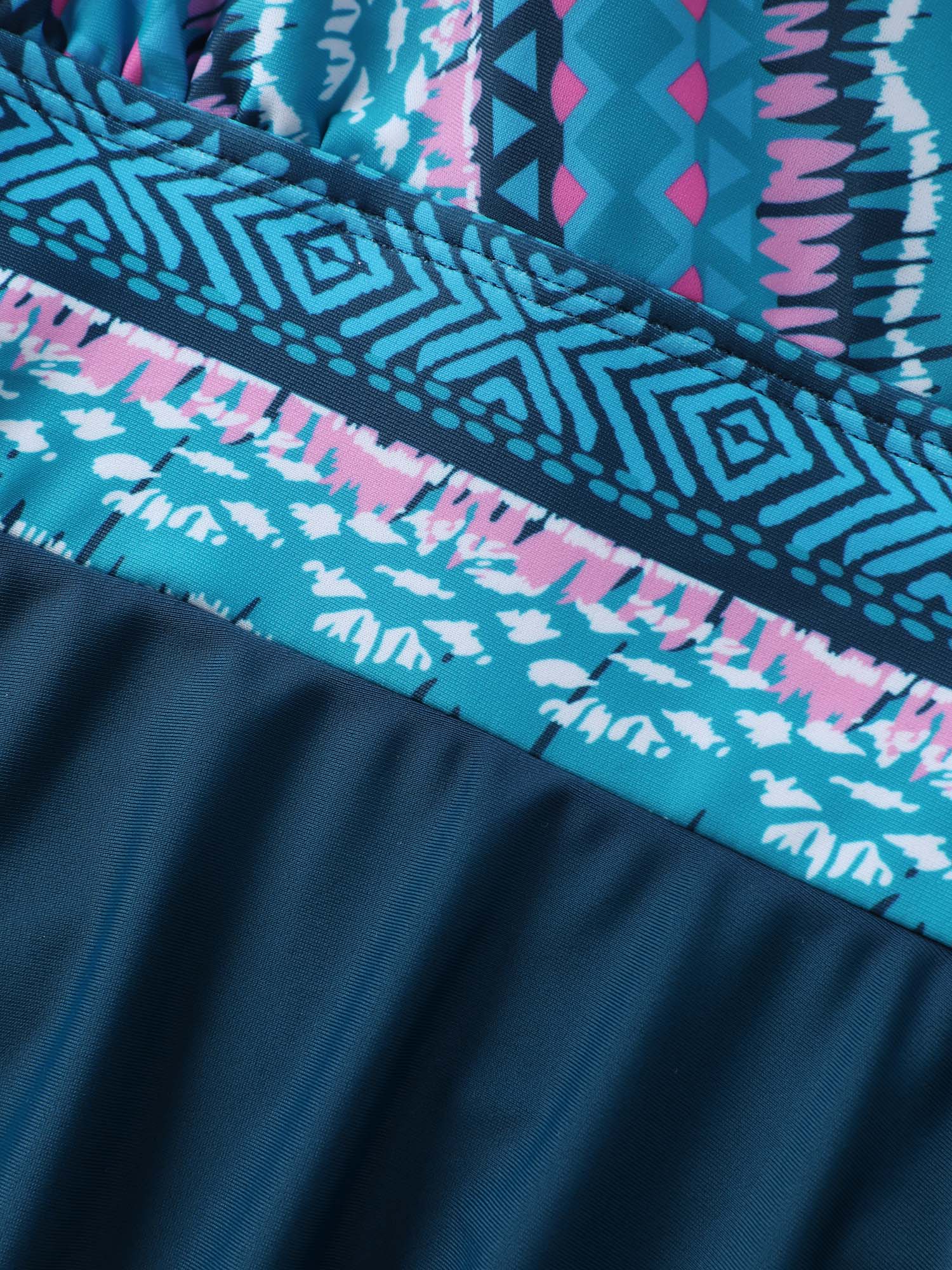 Overlap Collar Bandana Patchwork Split Hem Swim Dress - Image 5