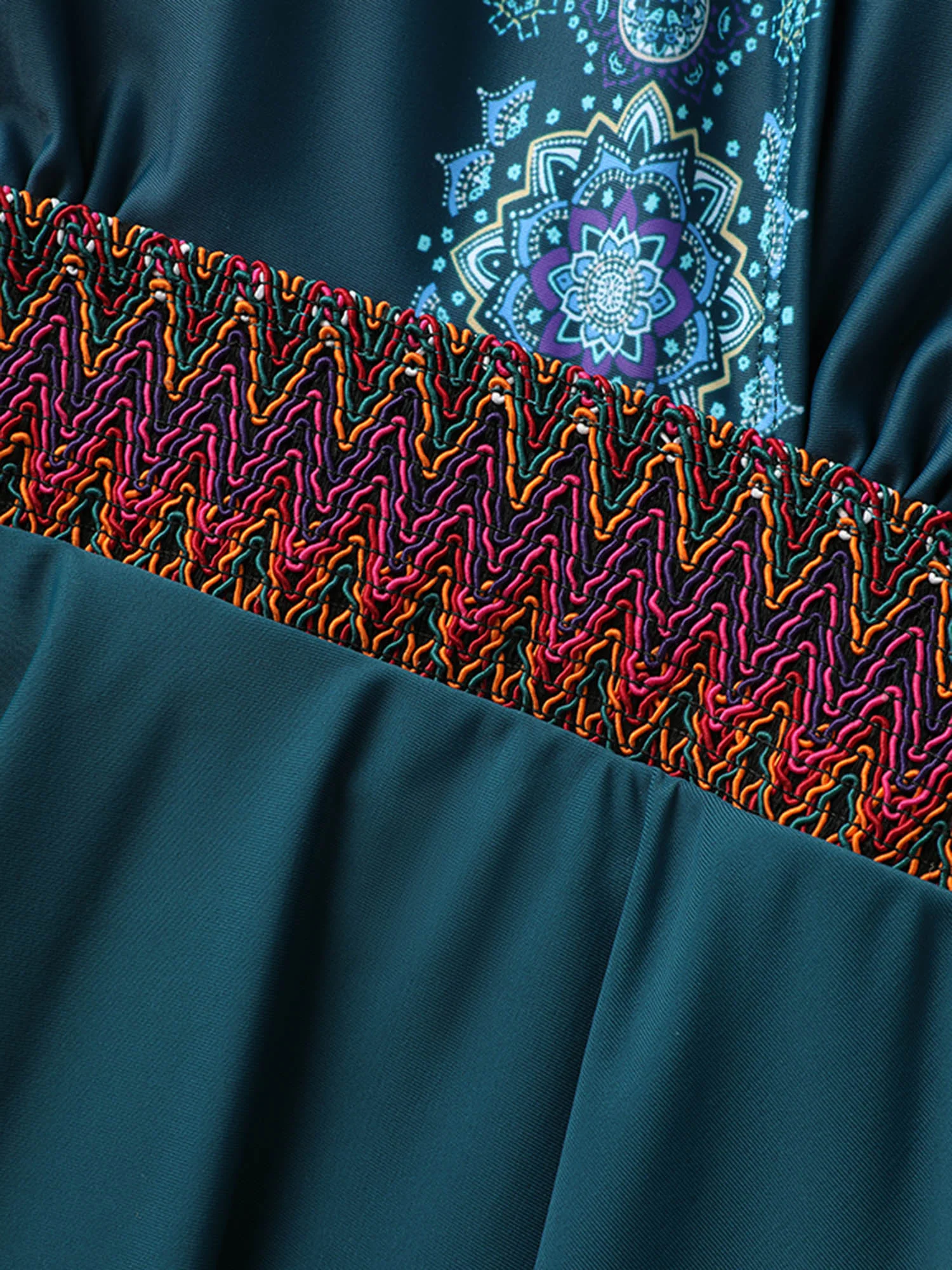 Overlap Collar Bandana Print Contrast Webbing Swim Dress - Image 6
