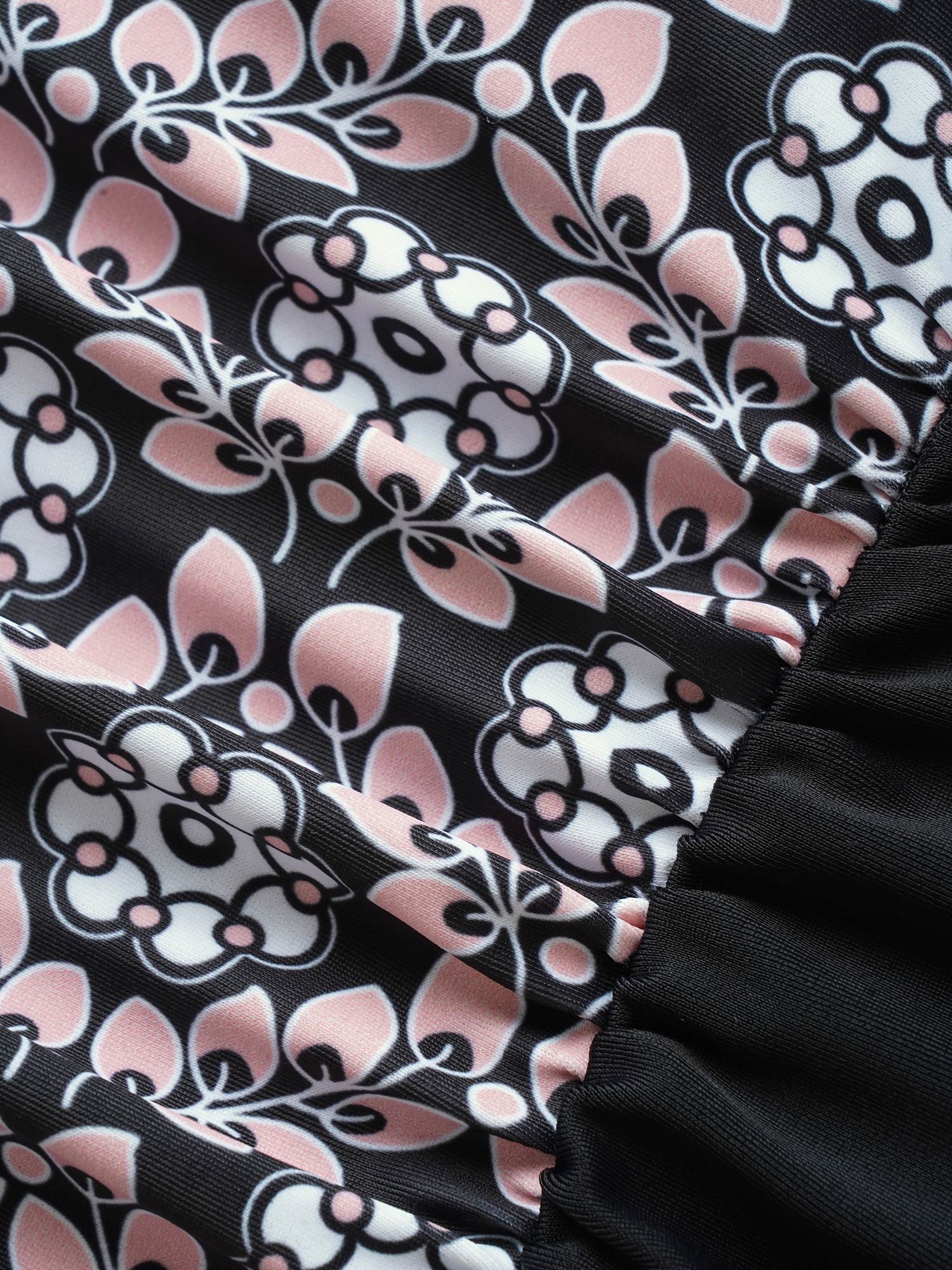 Overlap Collar Boho Print Patchwork One Piece Swimsuit - Image 5