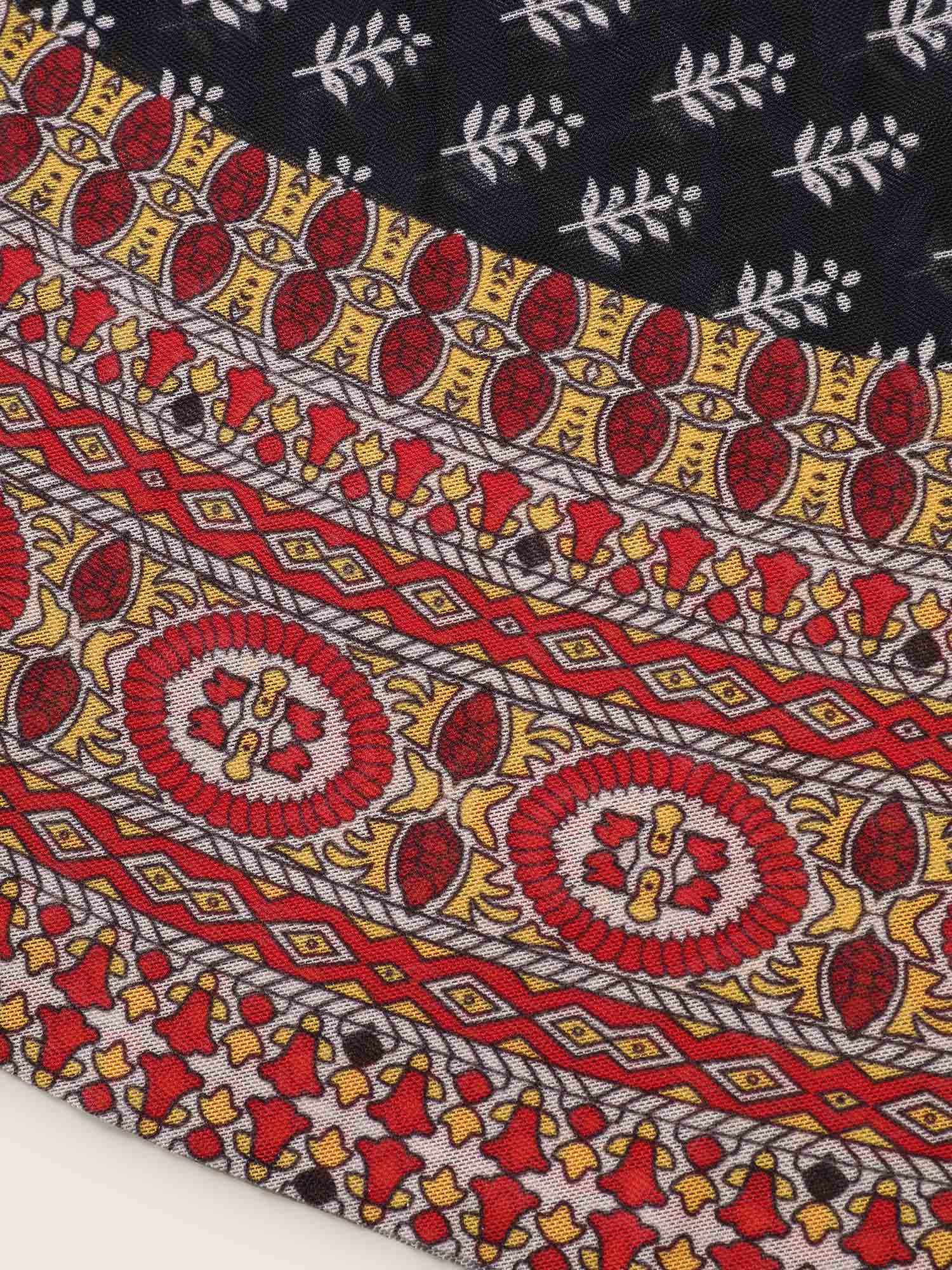 Overlap Collar Boho Print Patchwork Swim Dress - Image 9