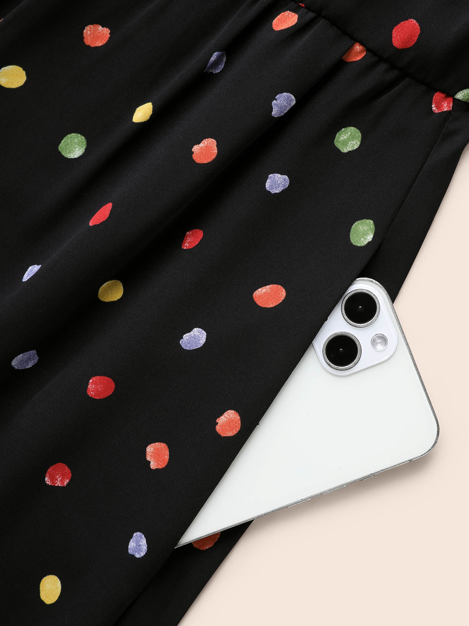 Overlap Collar Color Polka Dot Dress - Image 6