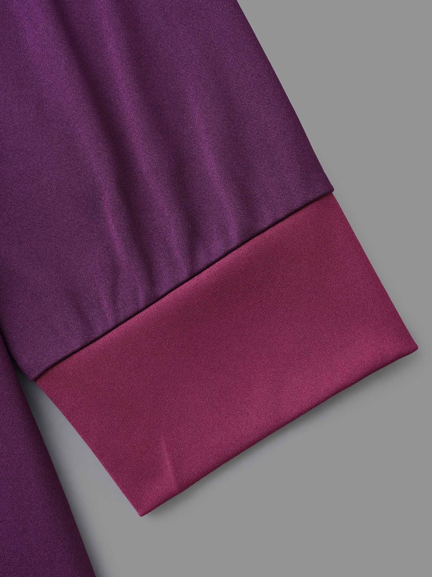 Overlap Collar Contrast Belted Midi Dress - Image 6