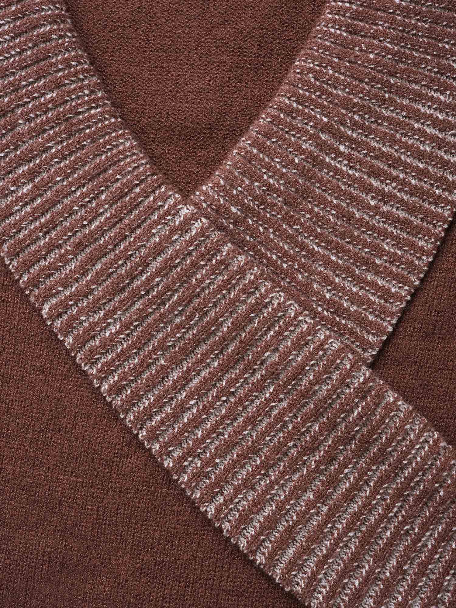 Overlap Collar Contrast Button Detail Pullover - Image 6