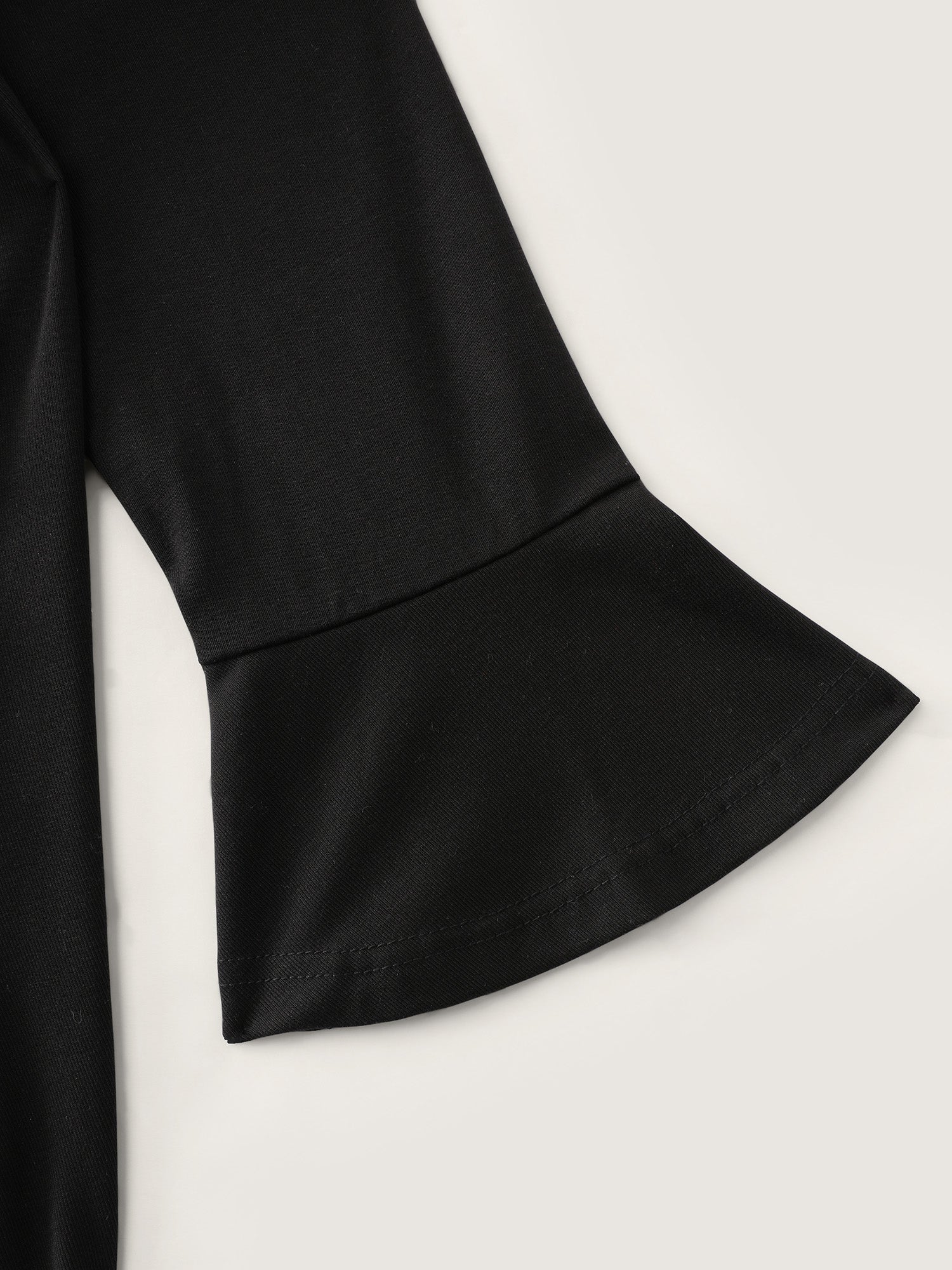 Overlap Collar Flared Sleeve Plain Knit Top - Image 7