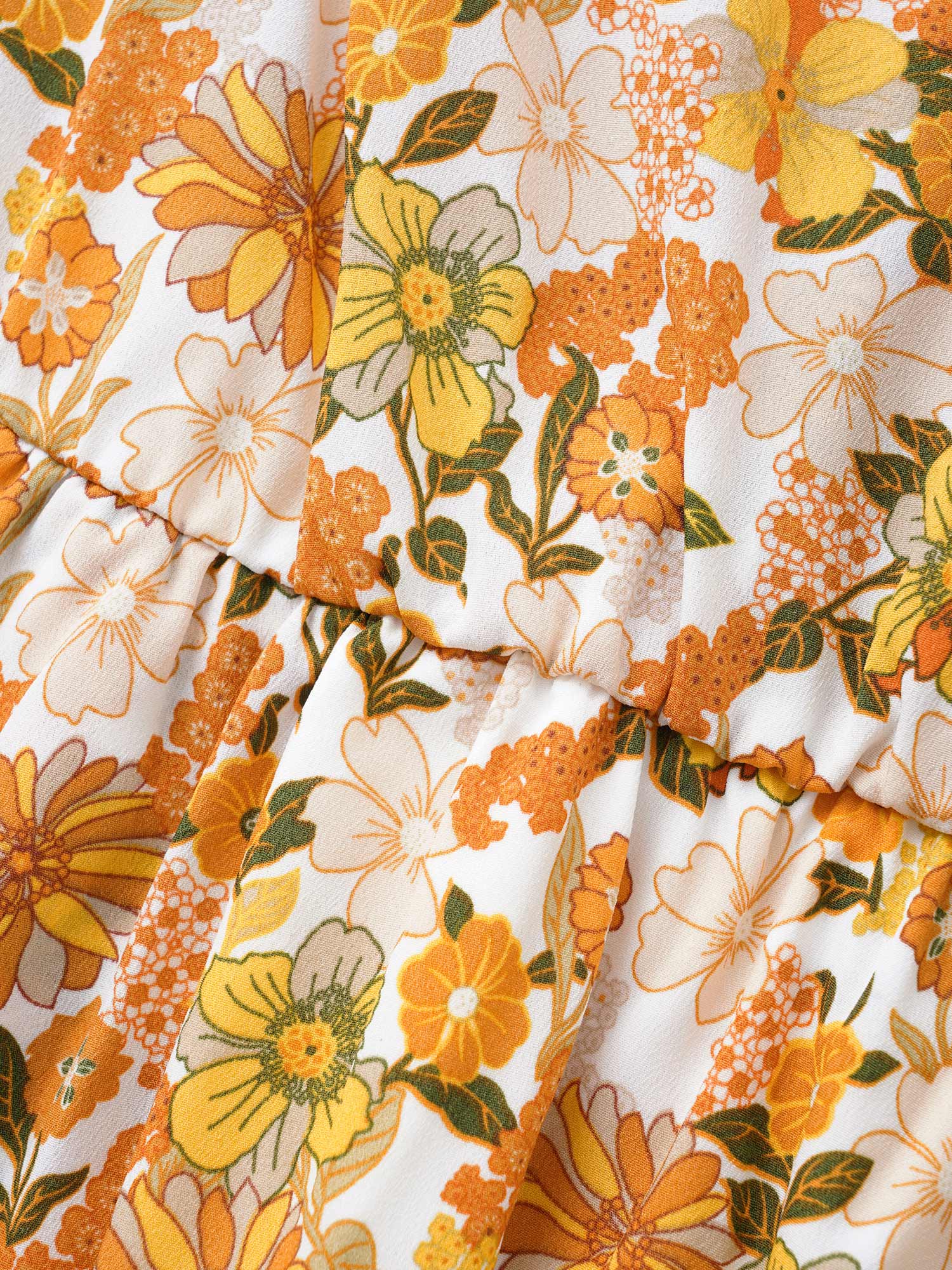 Overlap Collar Floral Elastic Waist Midi Dress - Image 5