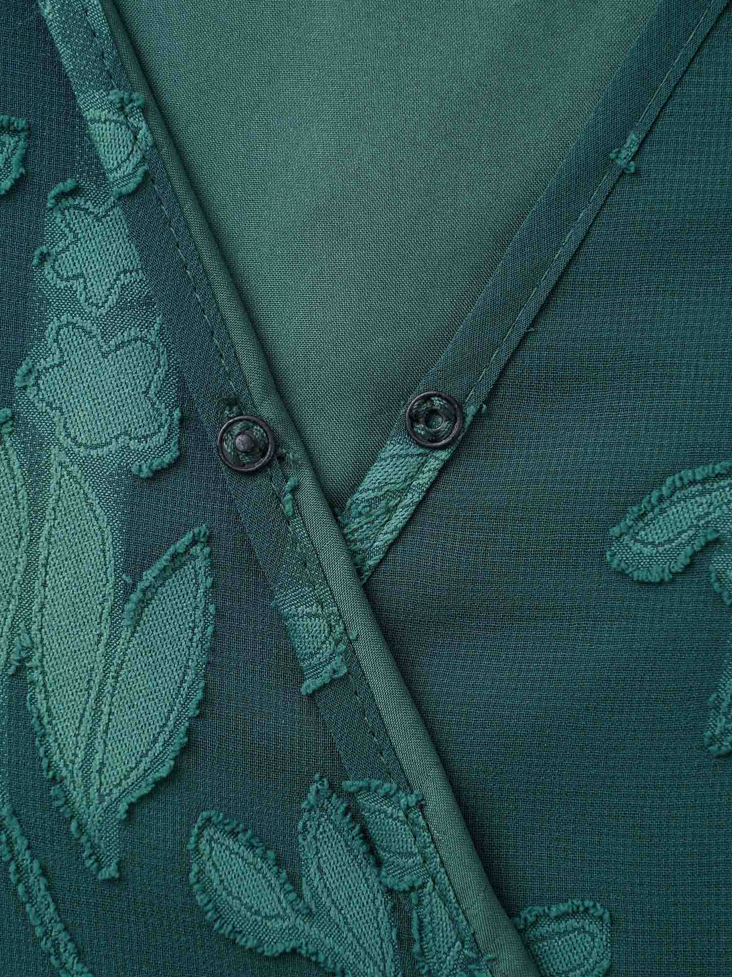 Overlap Collar Jacquard Split Hem Dress - Image 5