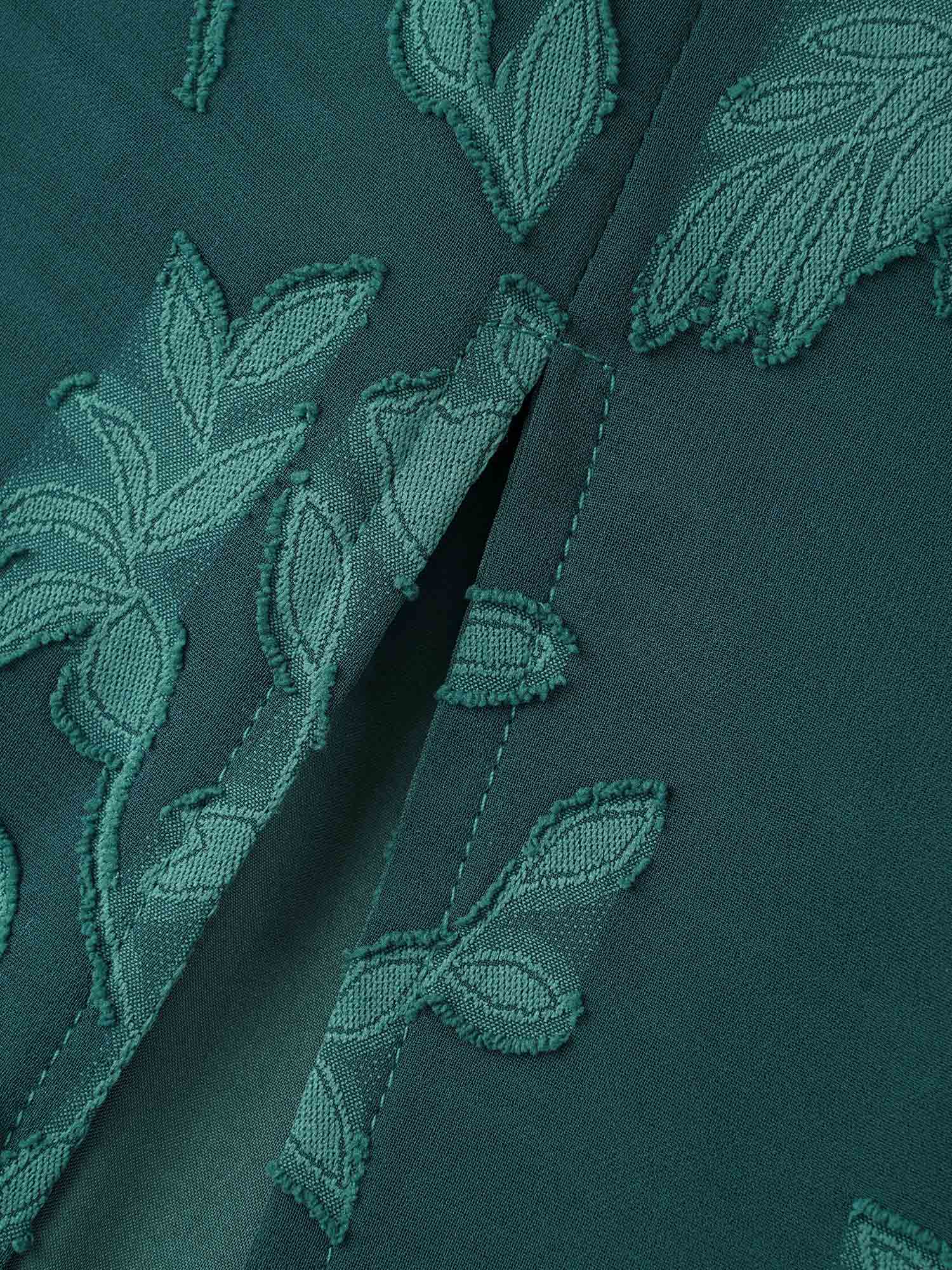 Overlap Collar Jacquard Split Hem Dress - Image 6
