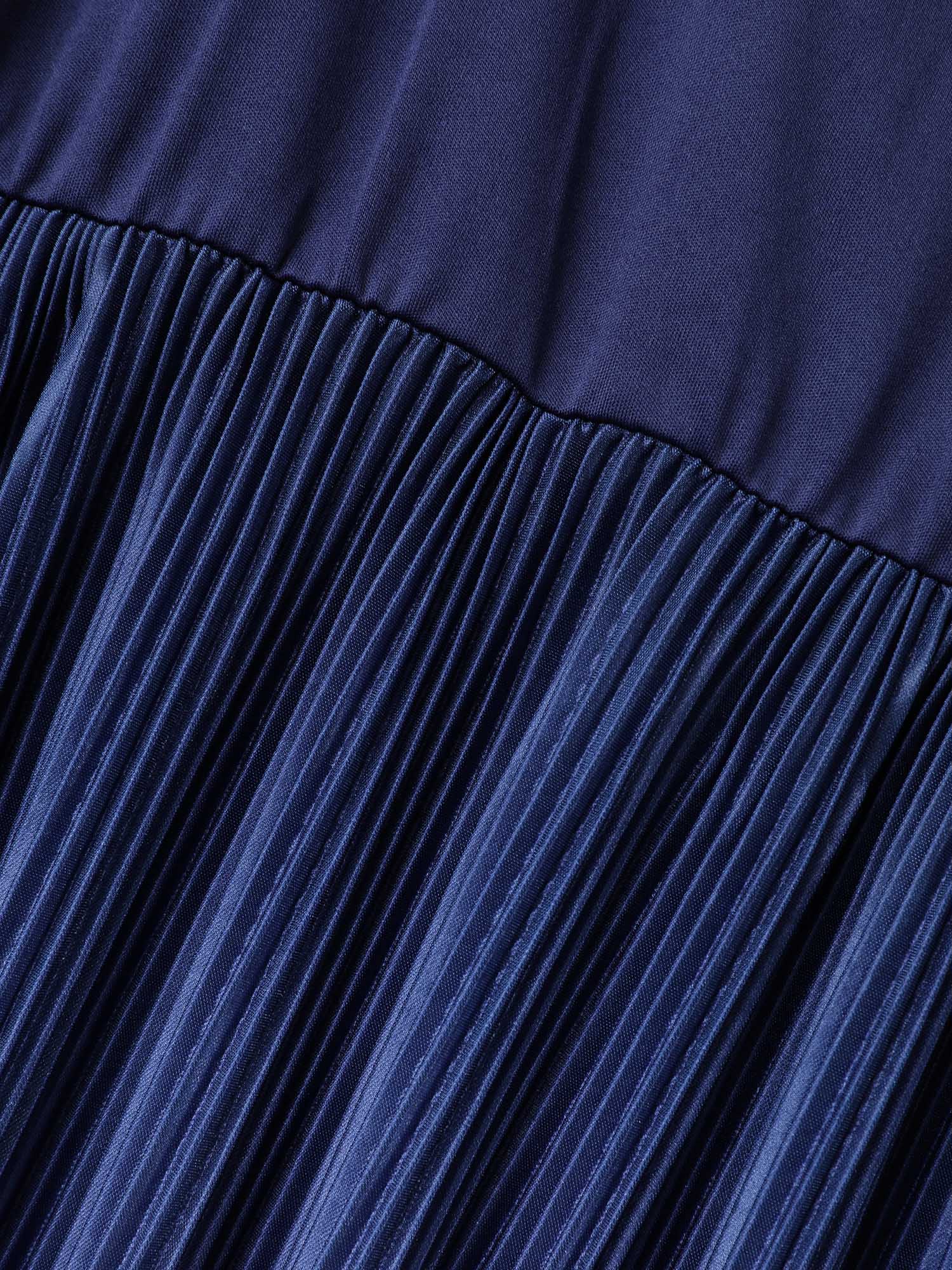 Overlap Collar Ombre Patchwork Pleated Dress - Image 5