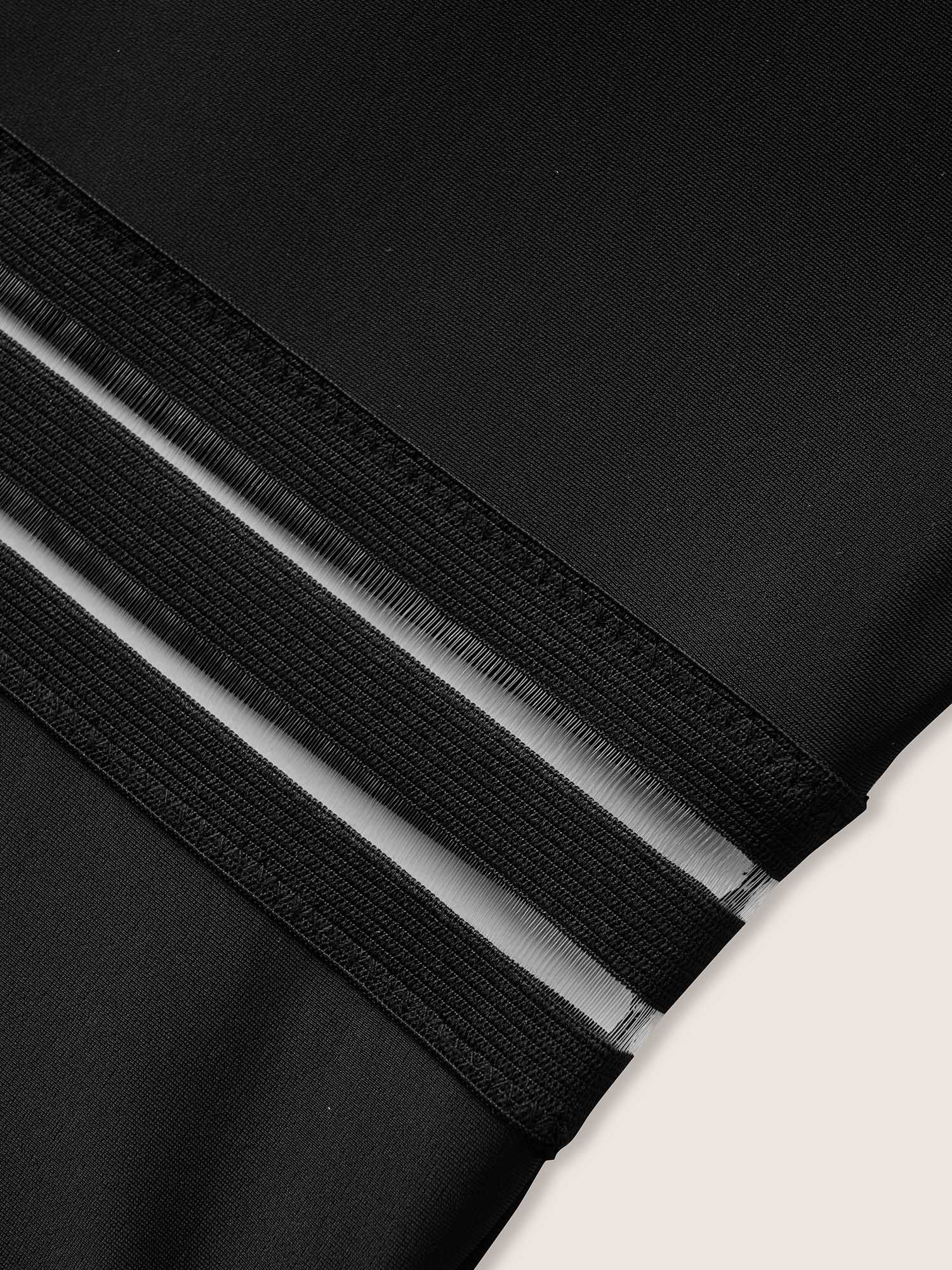Overlap Collar Patchwork Mesh Gathered One Piece Swimsuit - Image 6