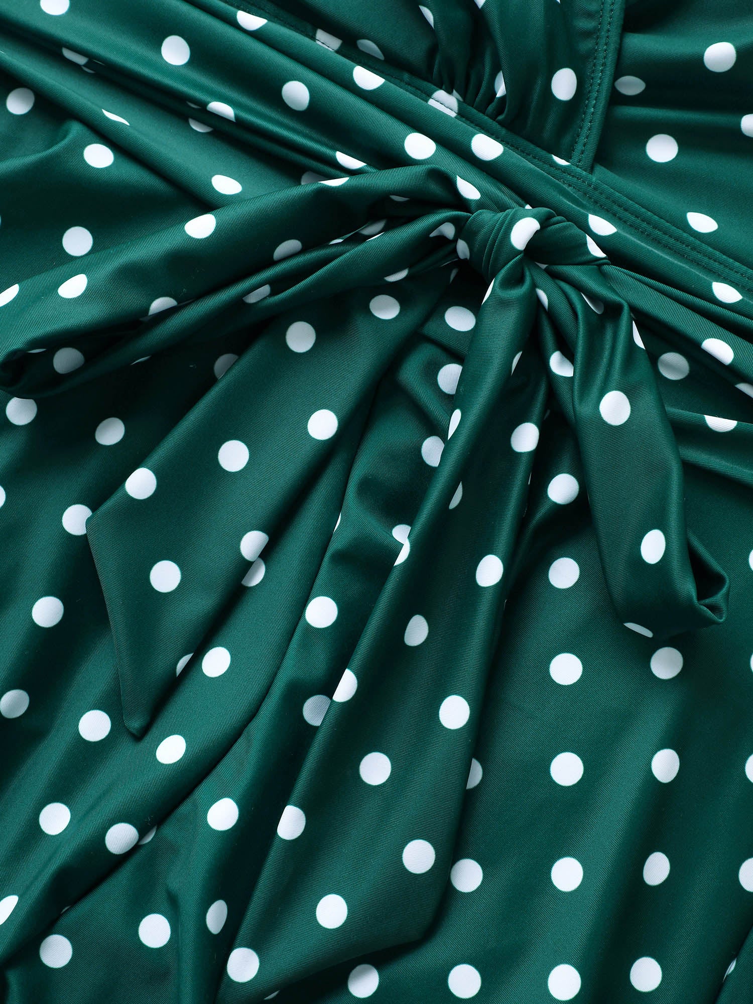 Overlap Collar Polka Dot Tie Knot Ruffles Swim Dress - Image 5