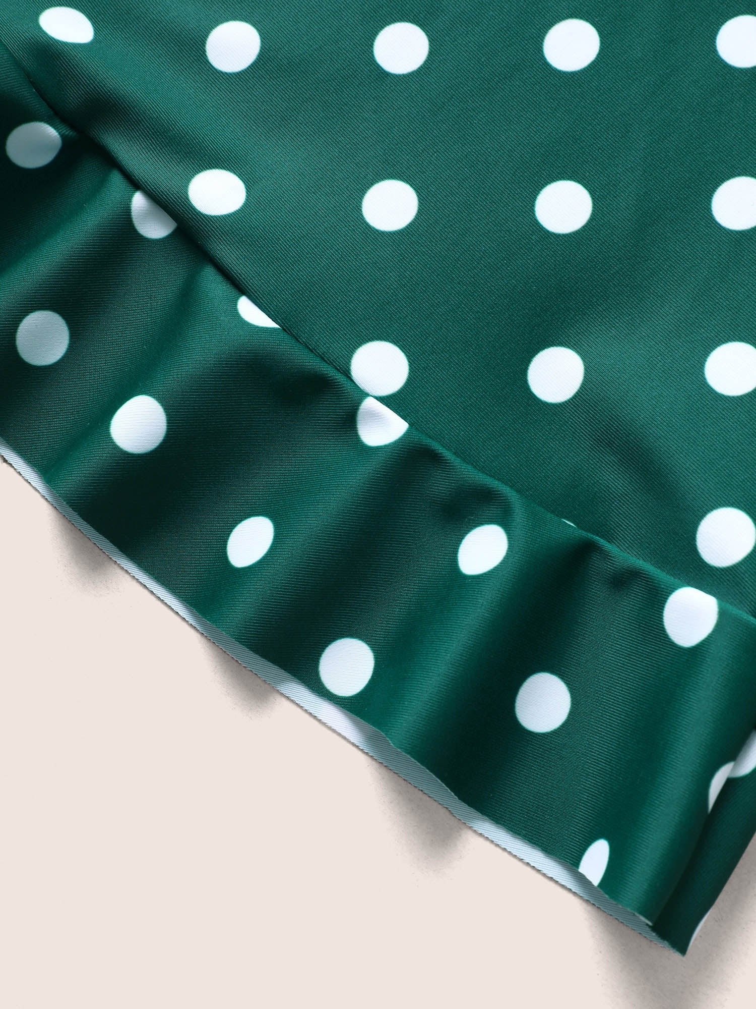 Overlap Collar Polka Dot Tie Knot Ruffles Swim Dress - Image 6