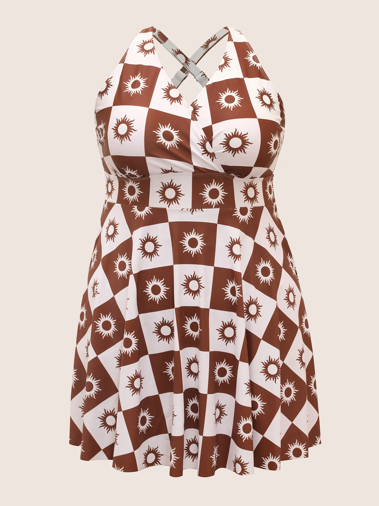 Overlap Collar Sun Print Pocket Swim Dress - Image 7