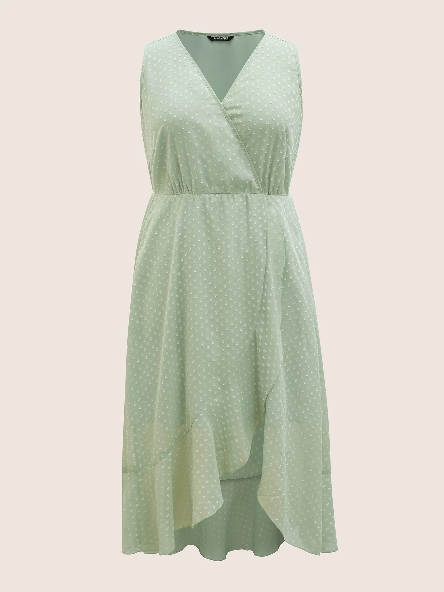 Overlap Collar Texture See Through Dress - Image 7