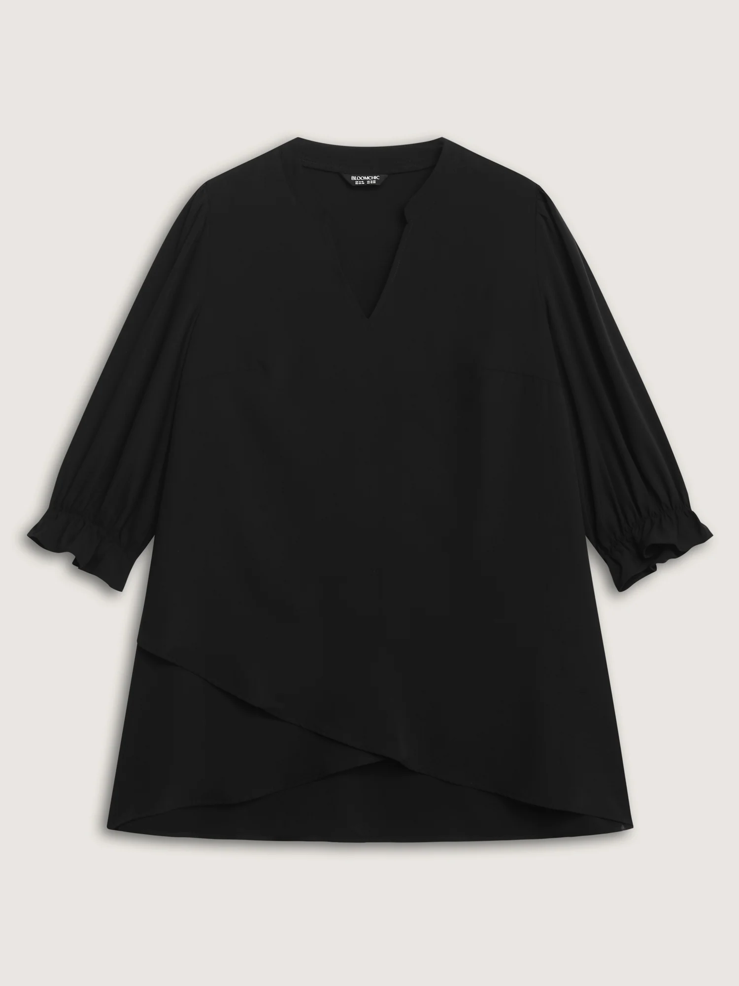 Overlap Hem Stretchy Cuff Sleeve Blouse - Image 5