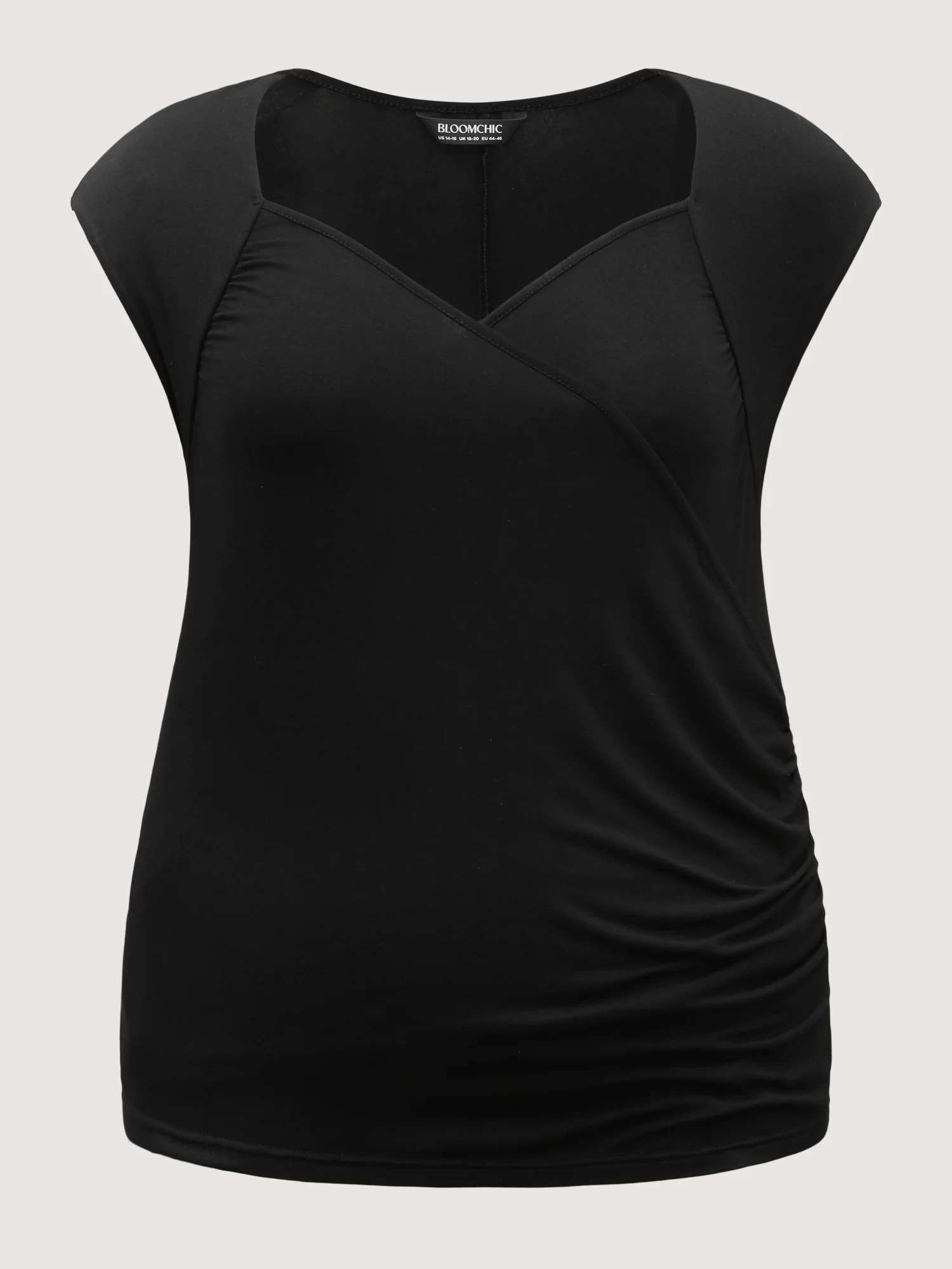 Overlap Knit Sweetheart Neck T-Shirt - Image 6