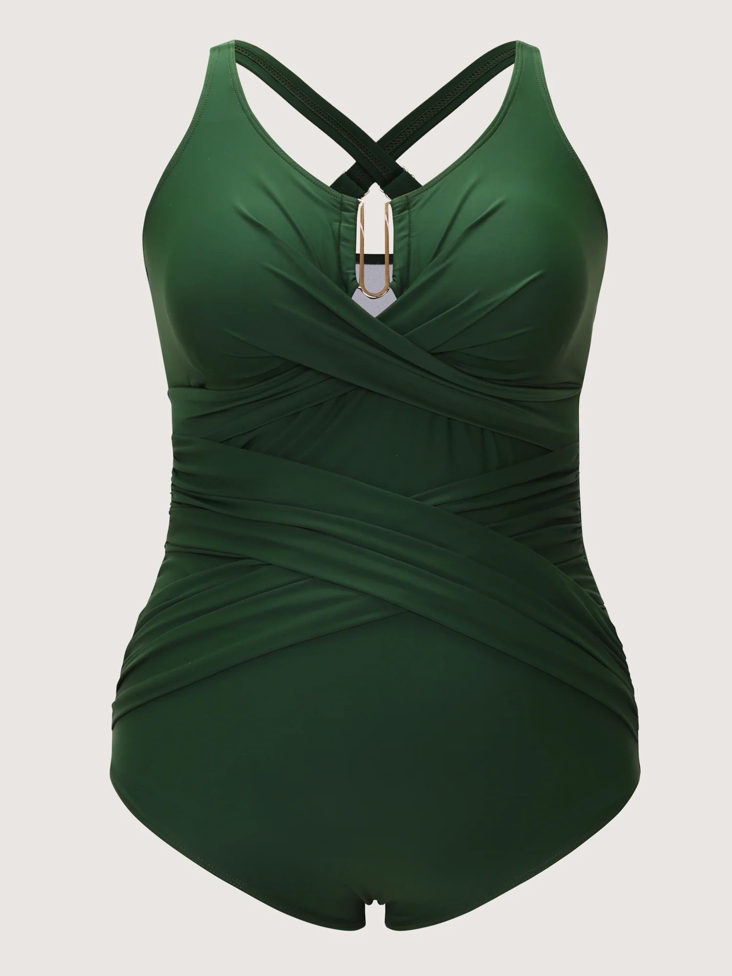 Overlap Pleated Tummy-Control One-Piece Swimsuit - Image 7