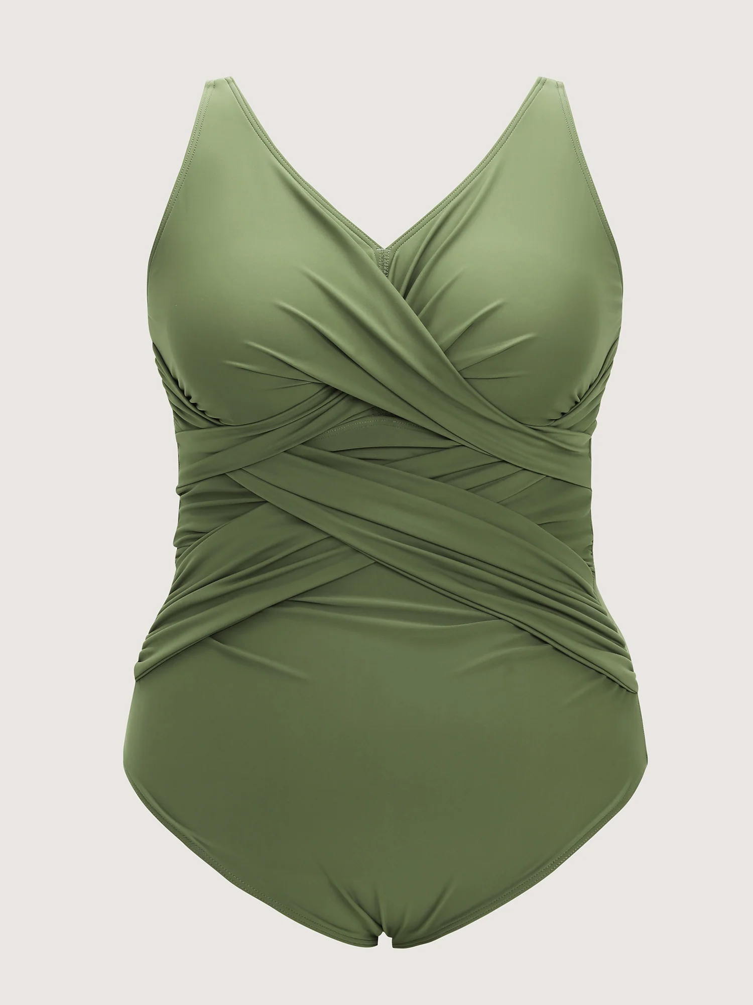 Overlap Pleats Tummy-Control One-Piece Swimsuit - Image 7