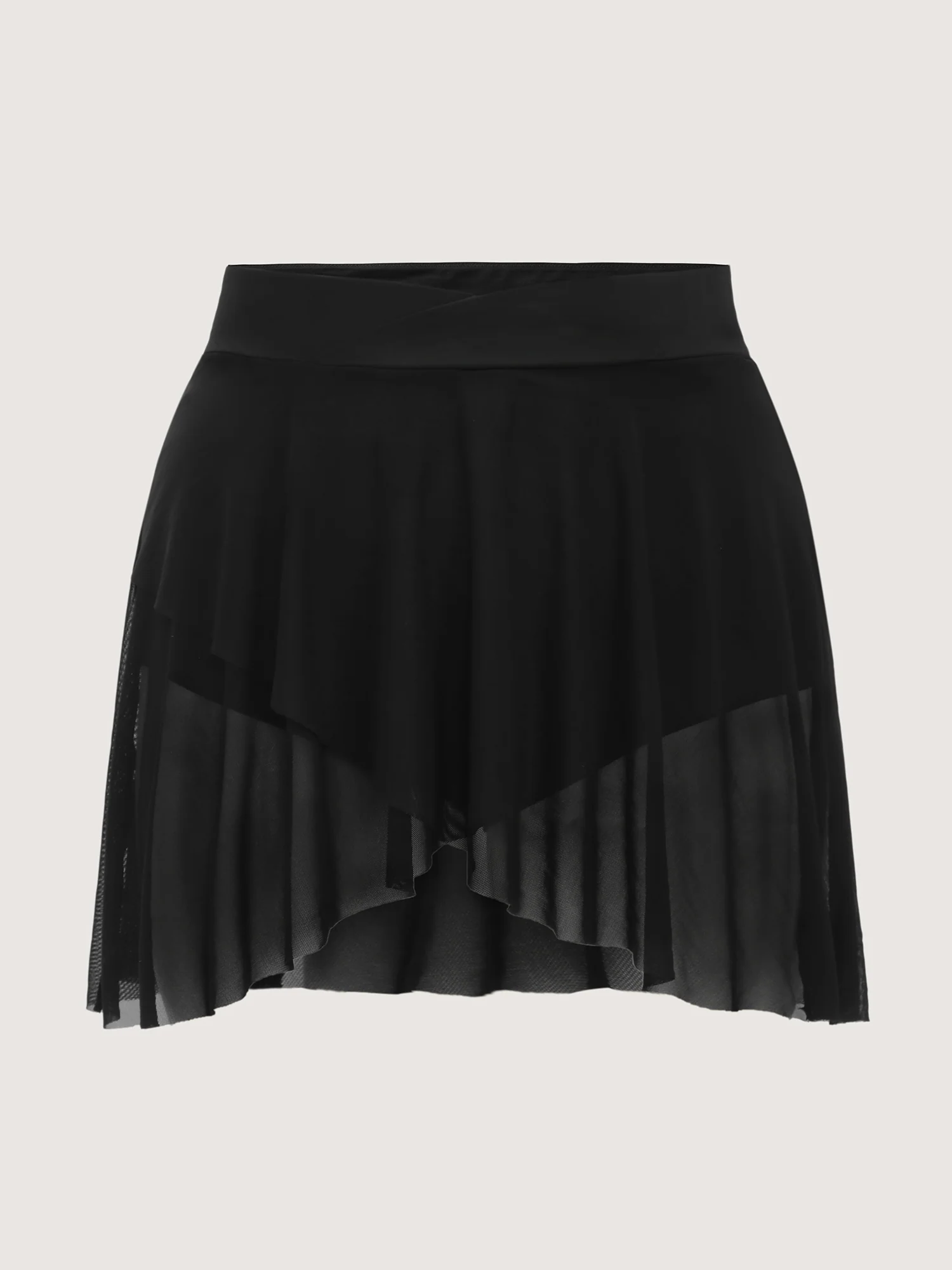 Sheer Overlap Waistband Hips Coverage Swim Skirt - Image 5