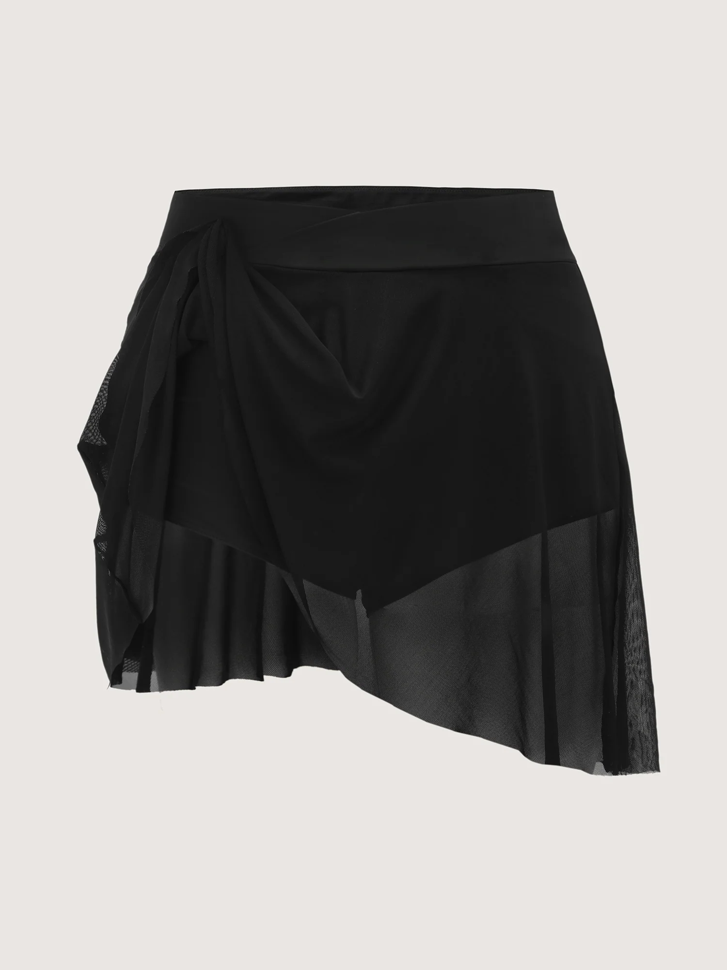 Sheer Overlap Waistband Hips Coverage Swim Skirt - Image 6