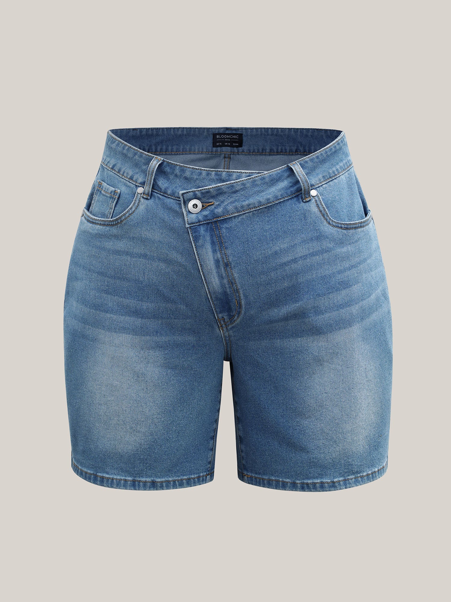 Overlap Whiskered Wash Straight Denim Shorts - Image 8