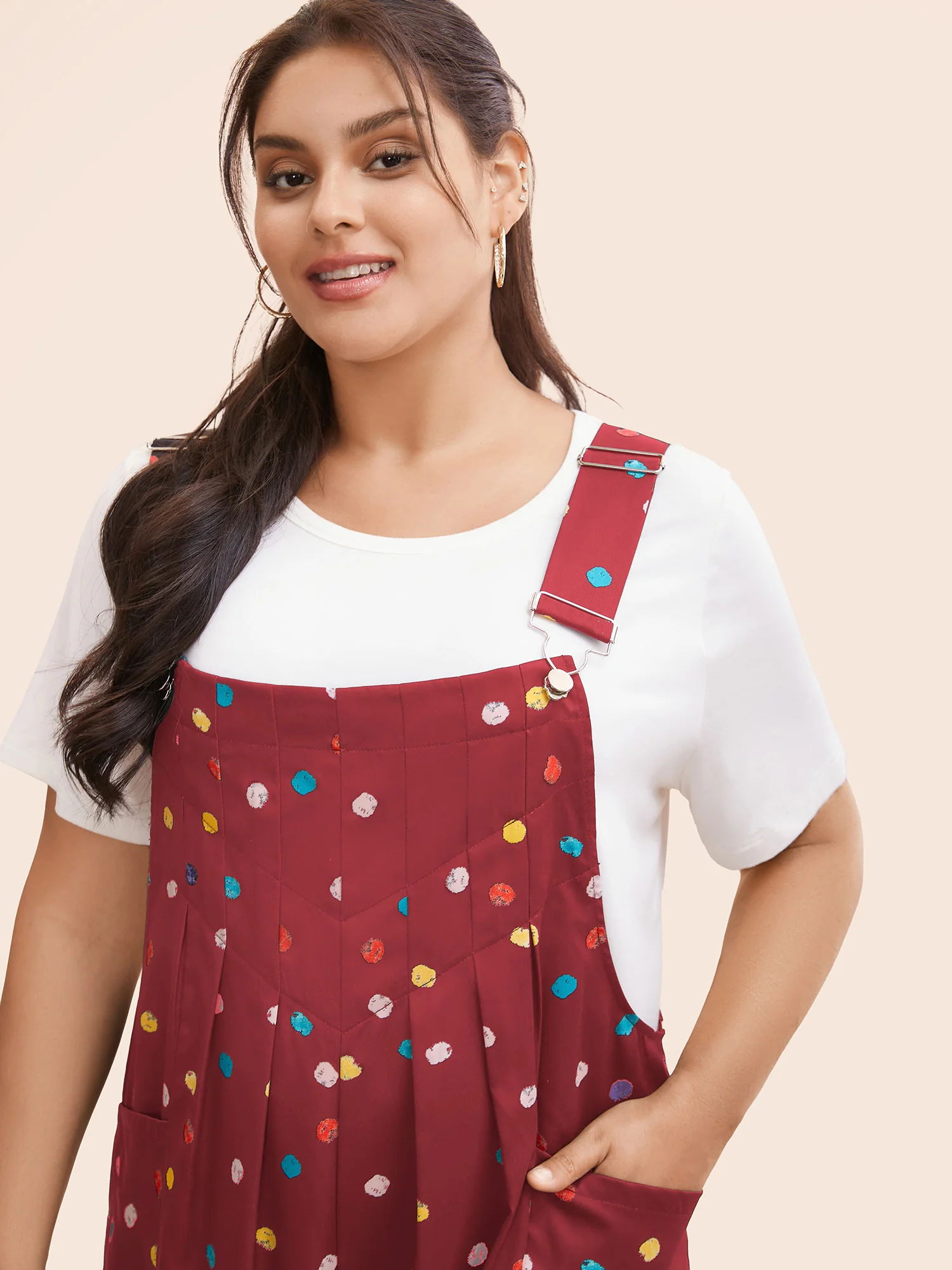 Painted Polka Dot Adjustable Straps Jumpsuit - Image 3