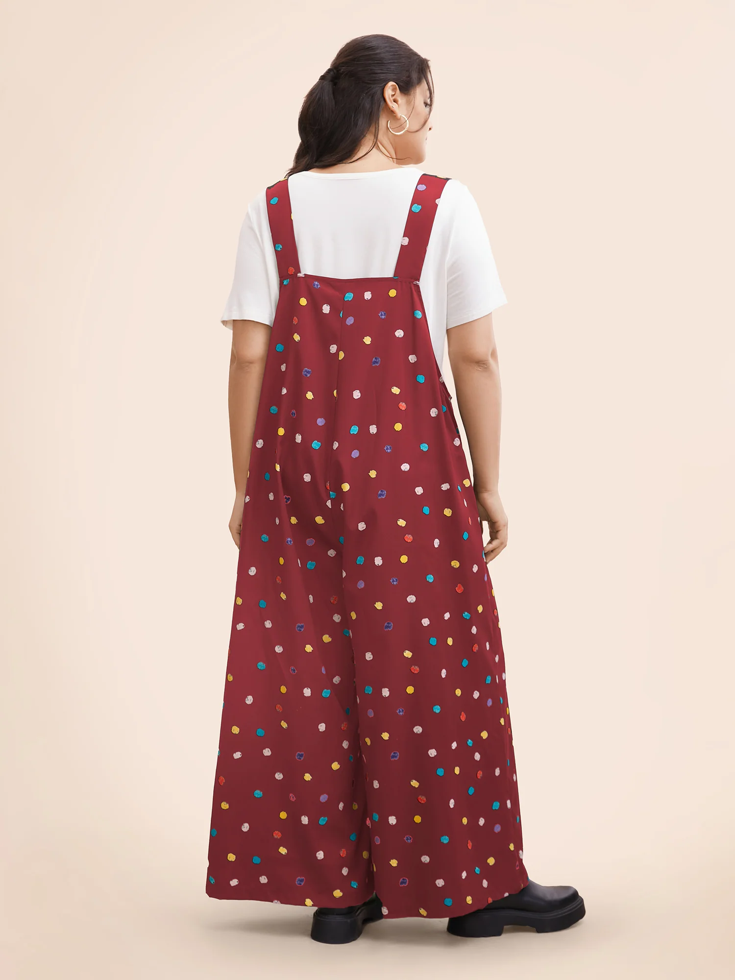 Painted Polka Dot Adjustable Straps Jumpsuit - Image 4