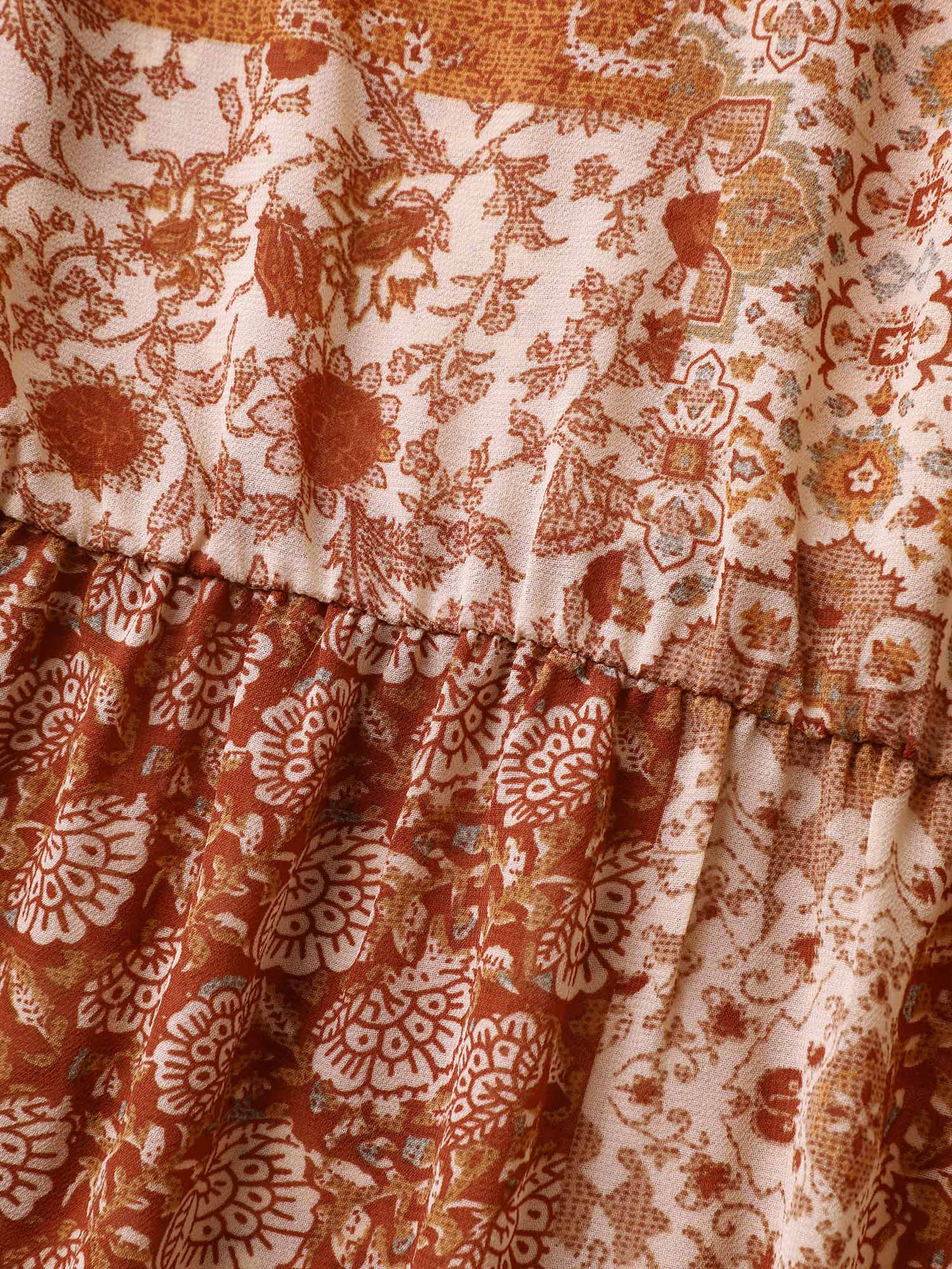 Paisely Collage Ruffled Lined Knee-Length Dress - Image 6