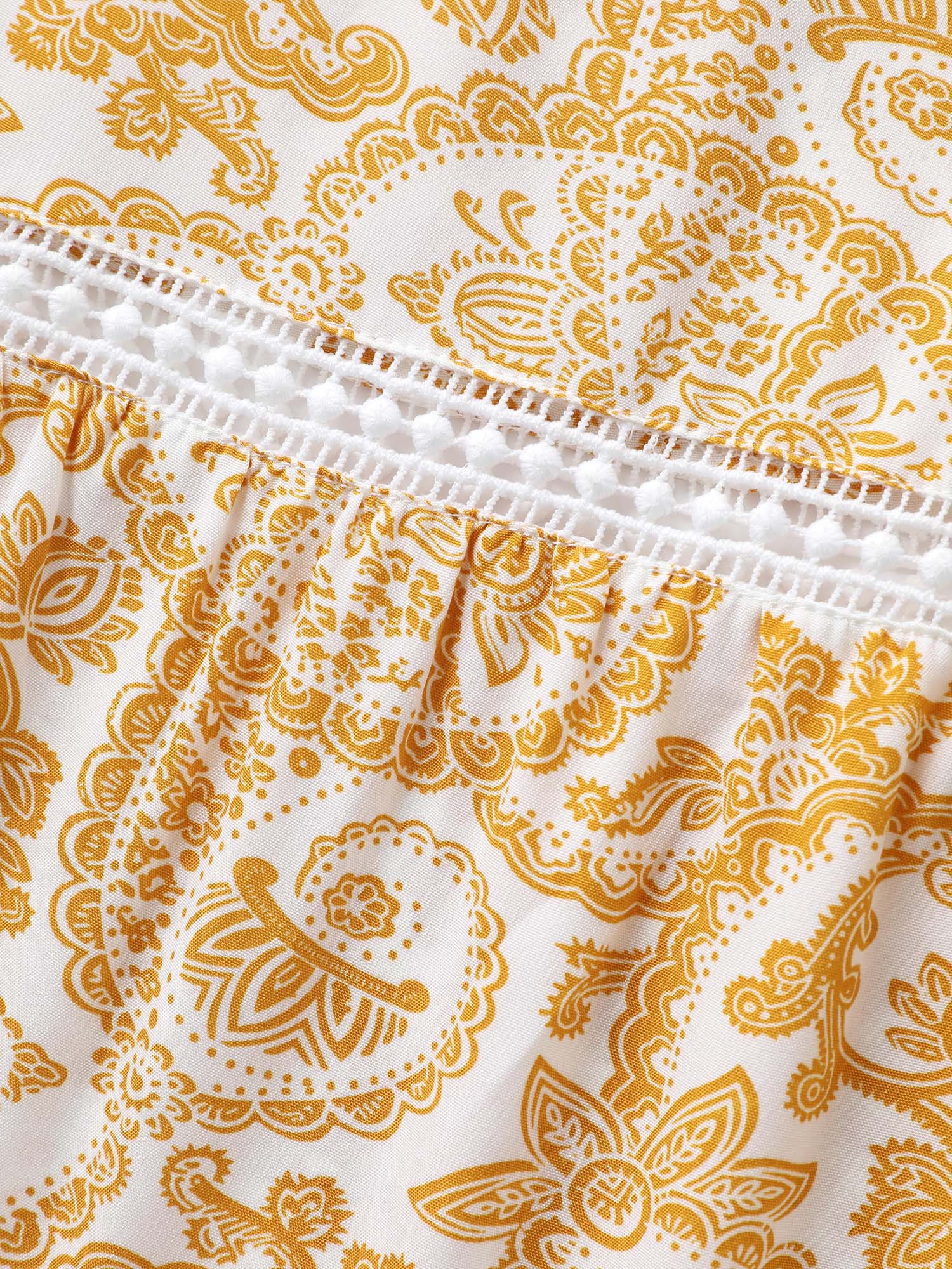Paisely Print Lace Trim Wide-Leg Pants - Image 5