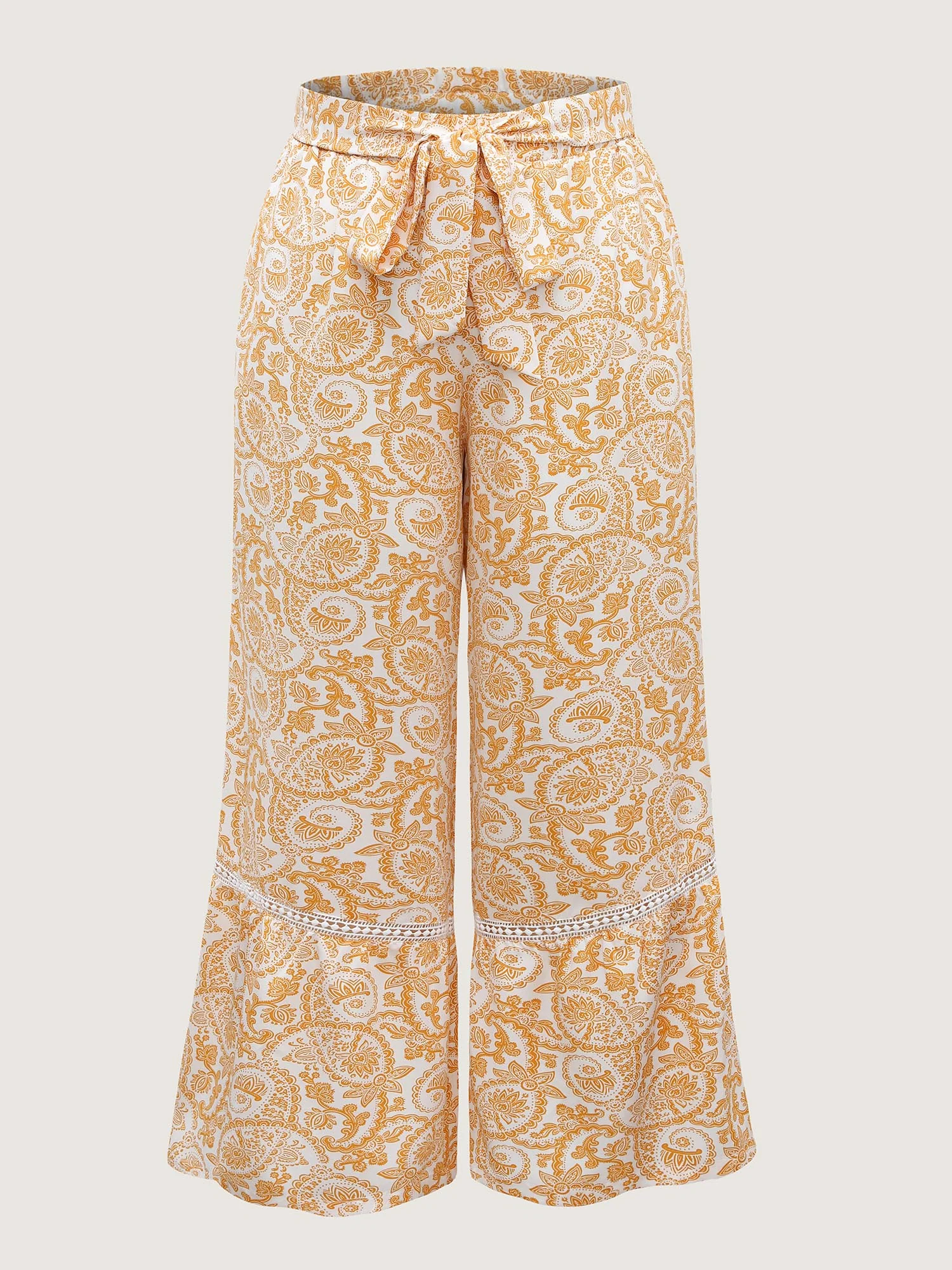 Paisely Print Lace Trim Wide-Leg Pants - Image 7