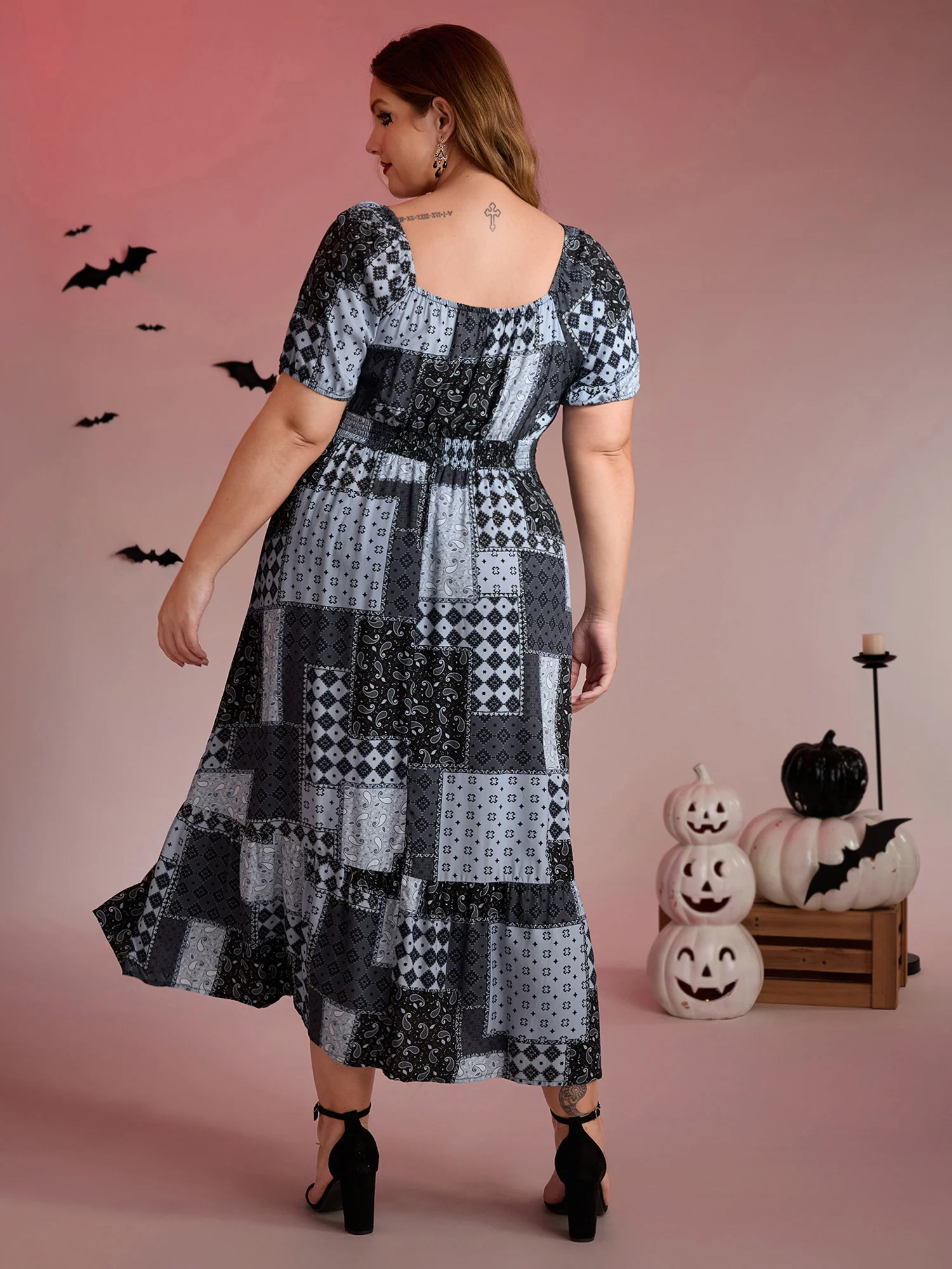 Paisley Collage Print Lace Trim Midi Dress - Image 4