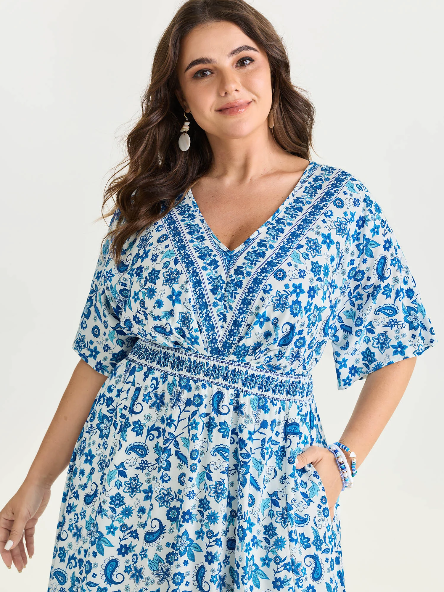 Paisley Floral Print Split Hem Maxi Dress - Image 2