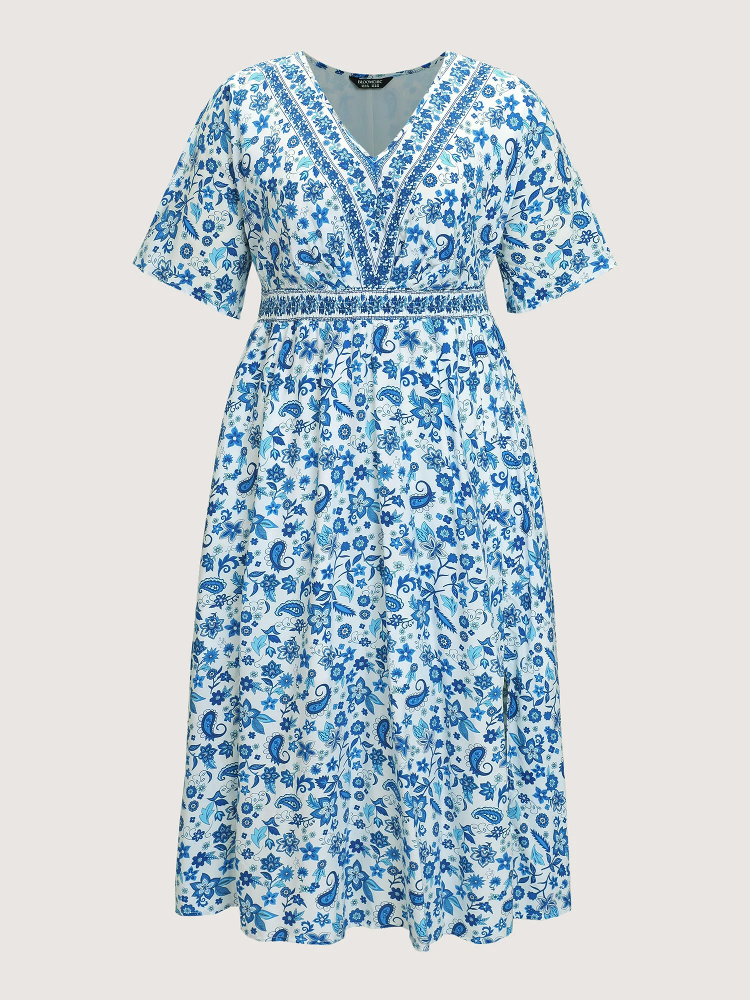 Paisley Floral Print Split Hem Maxi Dress - Image 7